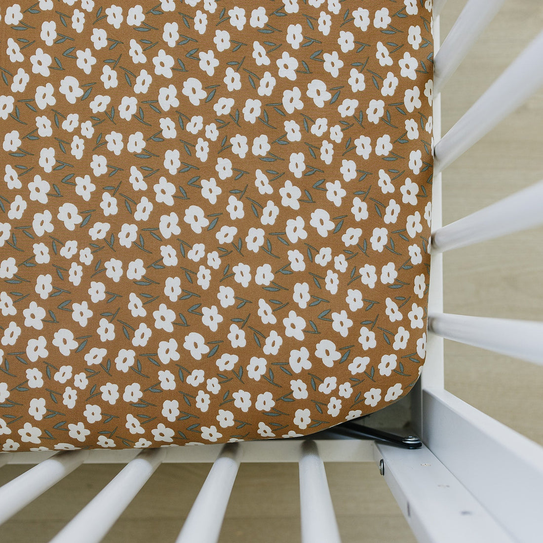 Mustard Floral Bamboo Stretch Crib Sheet - Tenth & Pine -