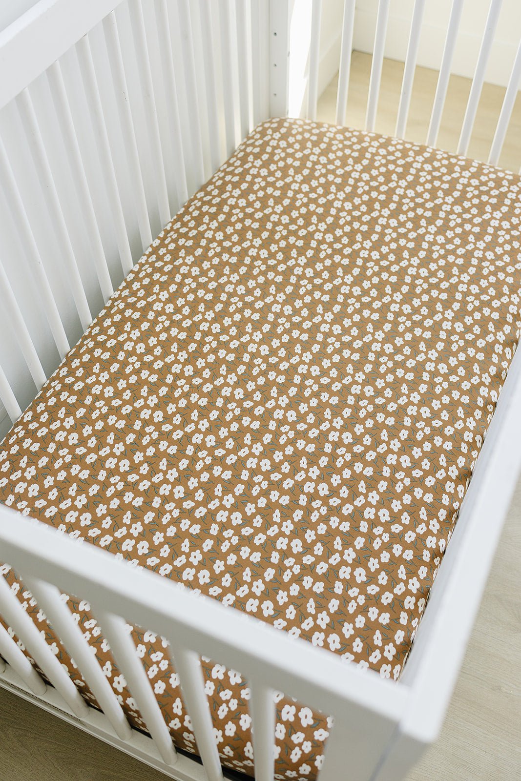 Mustard Floral Bamboo Stretch Crib Sheet - Tenth & Pine -
