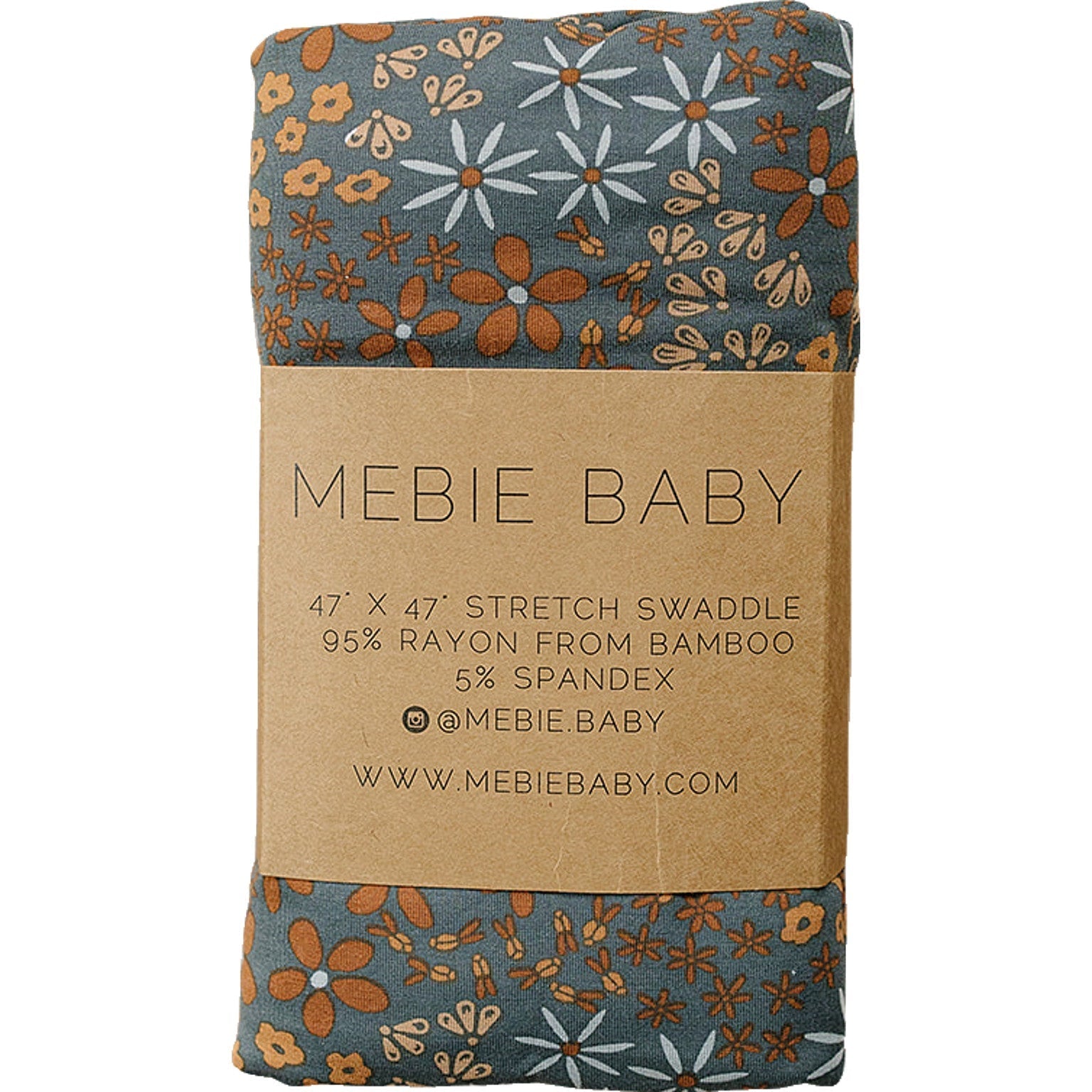 Navy Floral Bamboo Stretch Swaddle - Tenth &amp; Pine - 