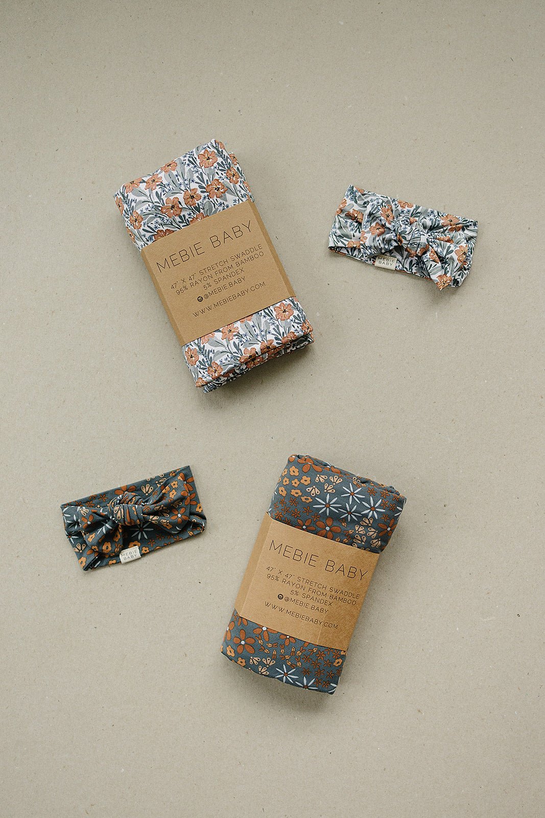 Navy Floral Bamboo Stretch Swaddle - Tenth &amp; Pine - 