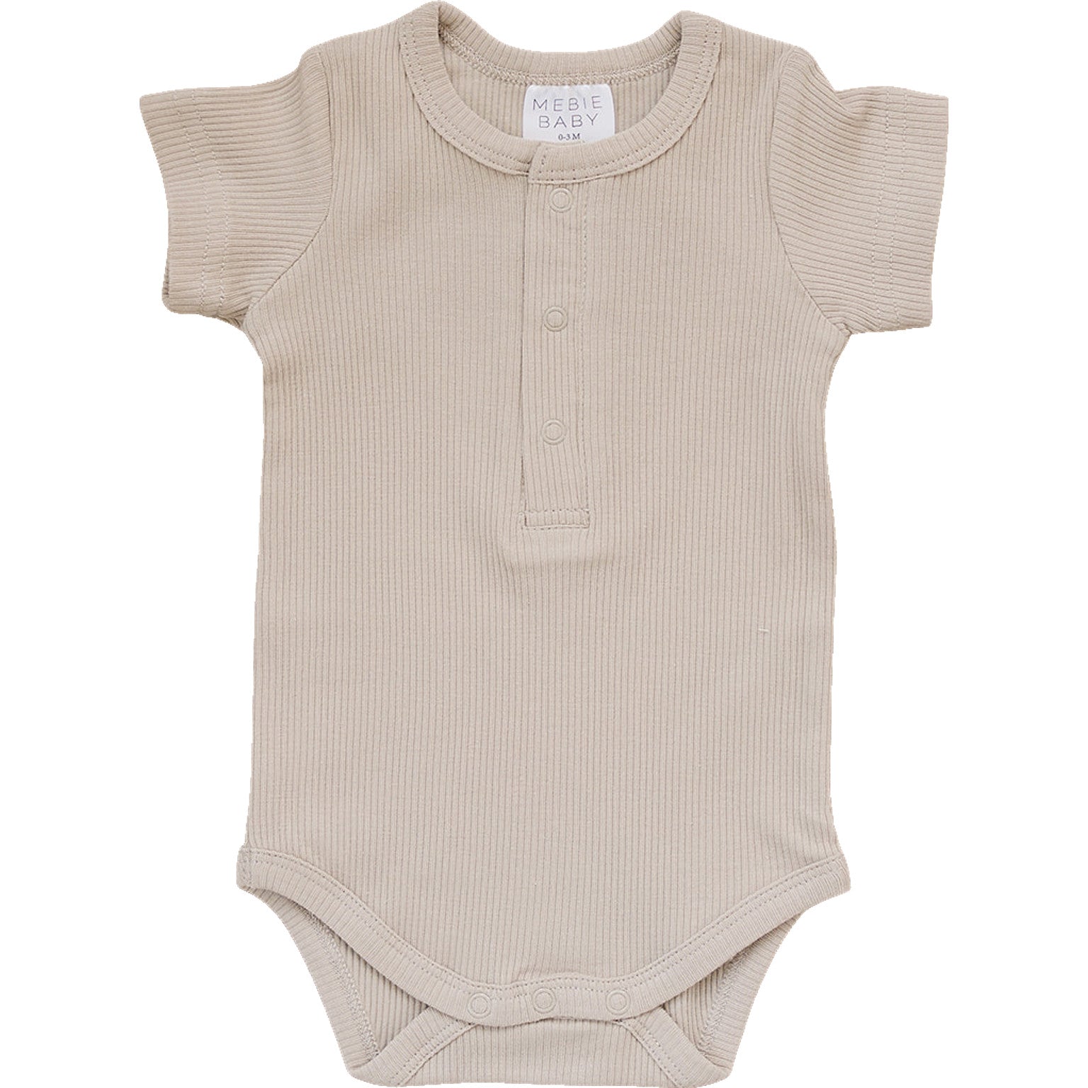 Oatmeal Organic Cotton Ribbed Snap Bodysuit - Tenth &amp; Pine - NB - Mebie Baby