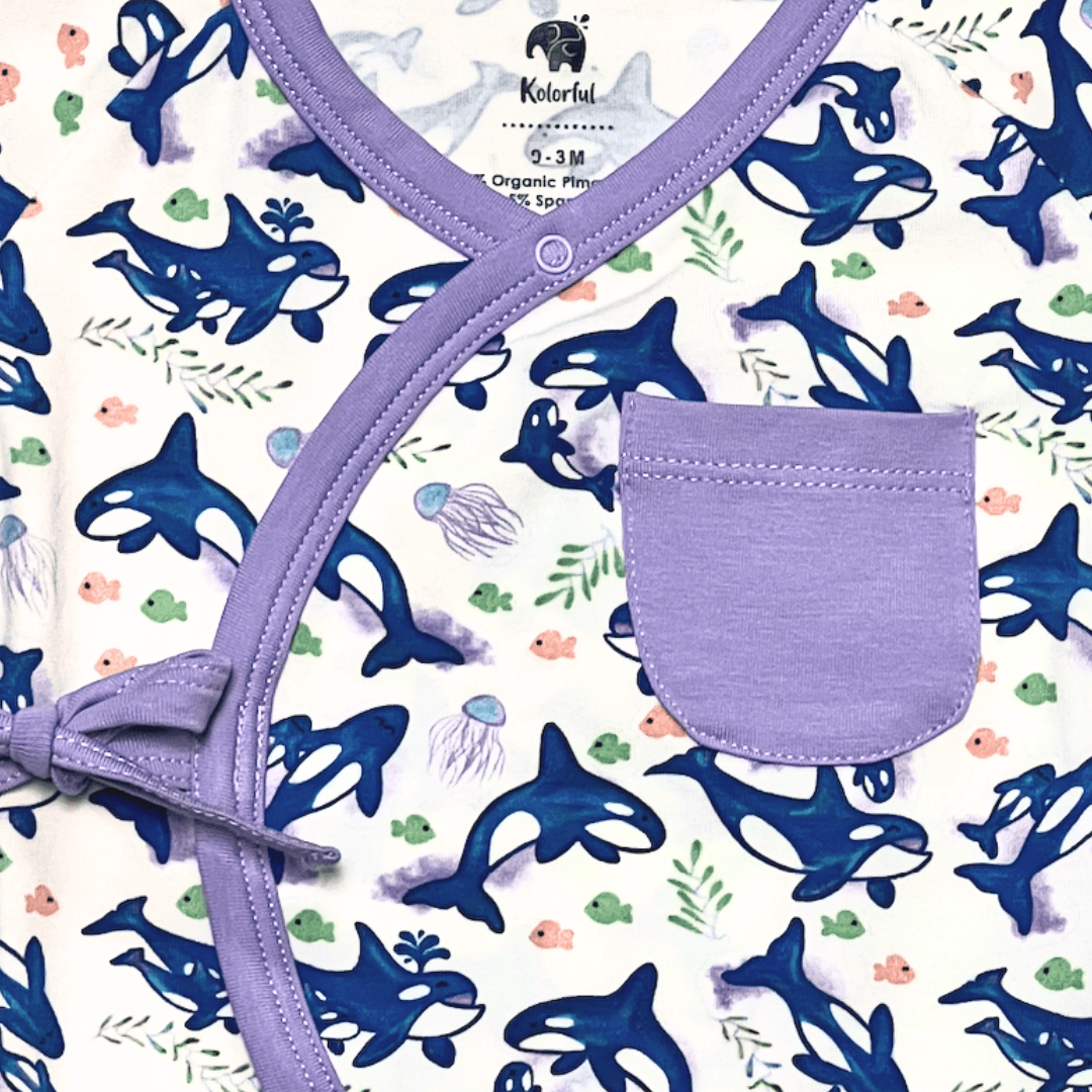 Orca Kimono Shorty | Organic Pima Cotton - Tenth &amp; Pine - Summer Outfits - 0 - 3M - Kolorful