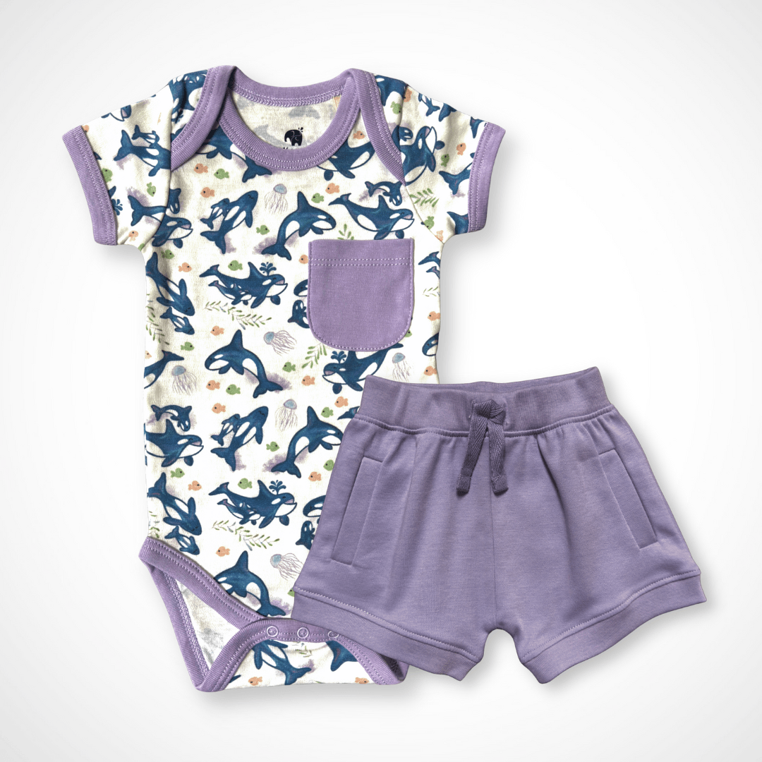Orca Short Set | Organic Pima Cotton - Tenth &amp; Pine - Summer Outfits - 0 - 3M - Kolorful