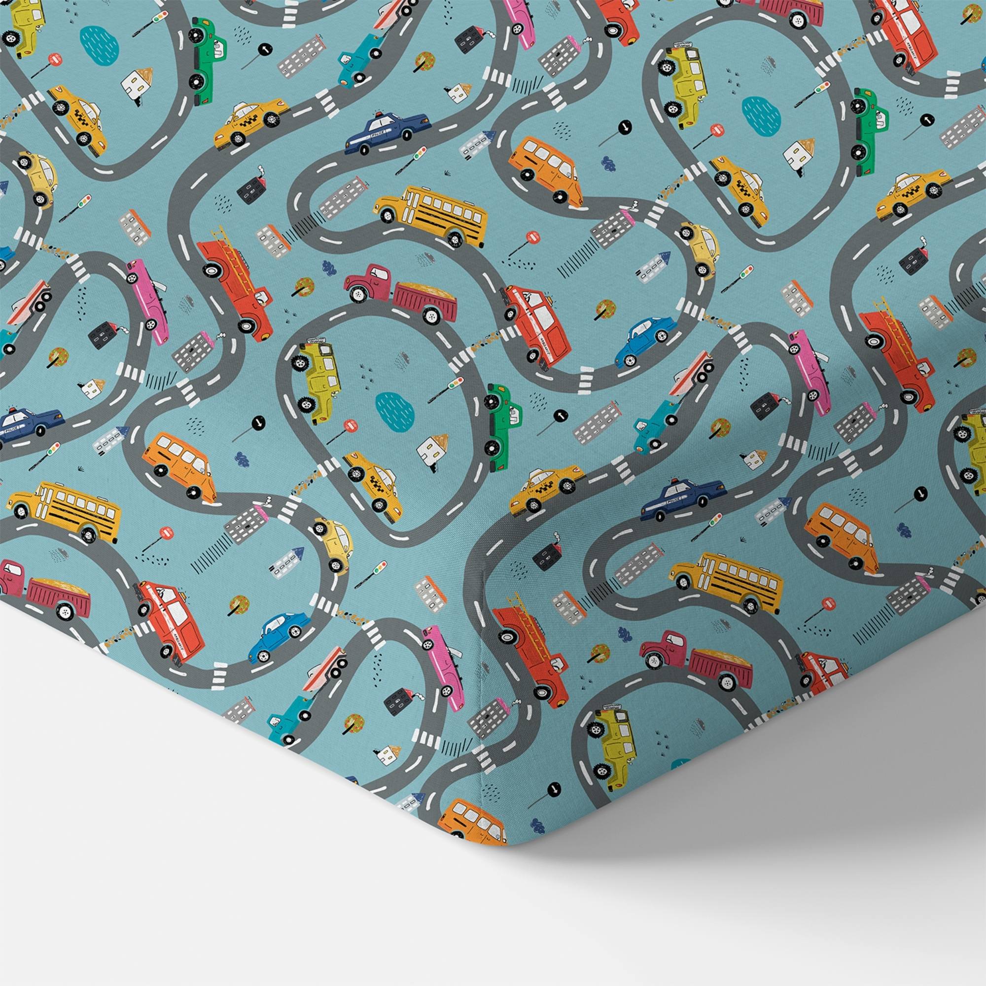 Organic Crib Sheet - Cars - Tenth &amp; Pine - Crib Sheets - 