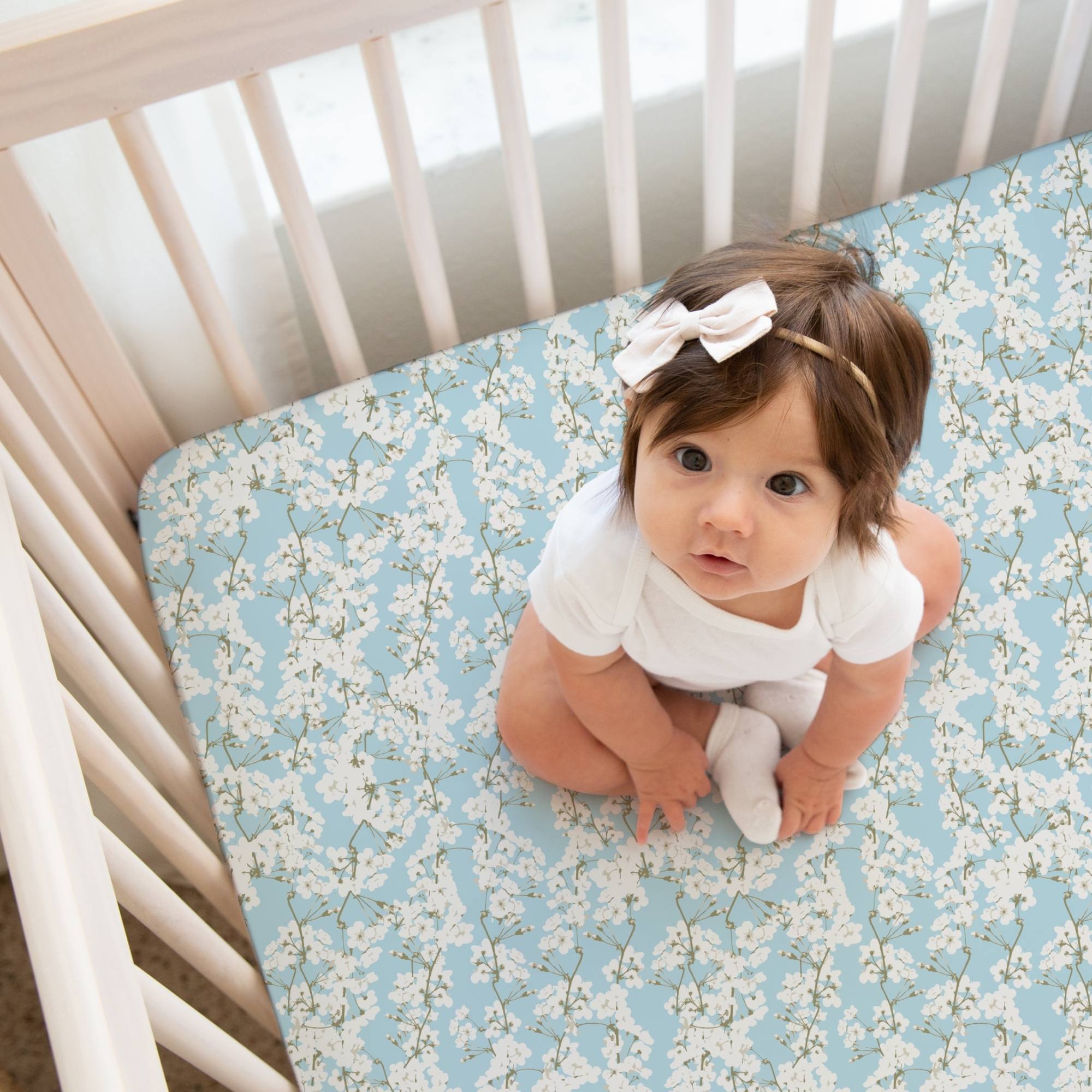 Organic Crib Sheet - Cherry Blossoms - Tenth &amp; Pine - Crib Sheets - 