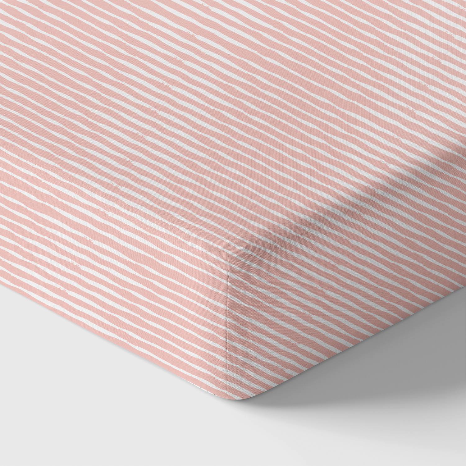 Organic Crib Sheet - Pink Stripes - Tenth &amp; Pine - Crib Sheets - 