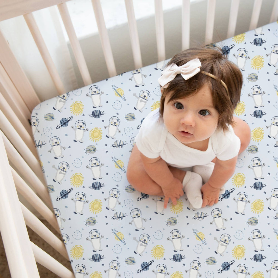 Organic Crib Sheet - Space Bears - Tenth & Pine - Crib Sheets -