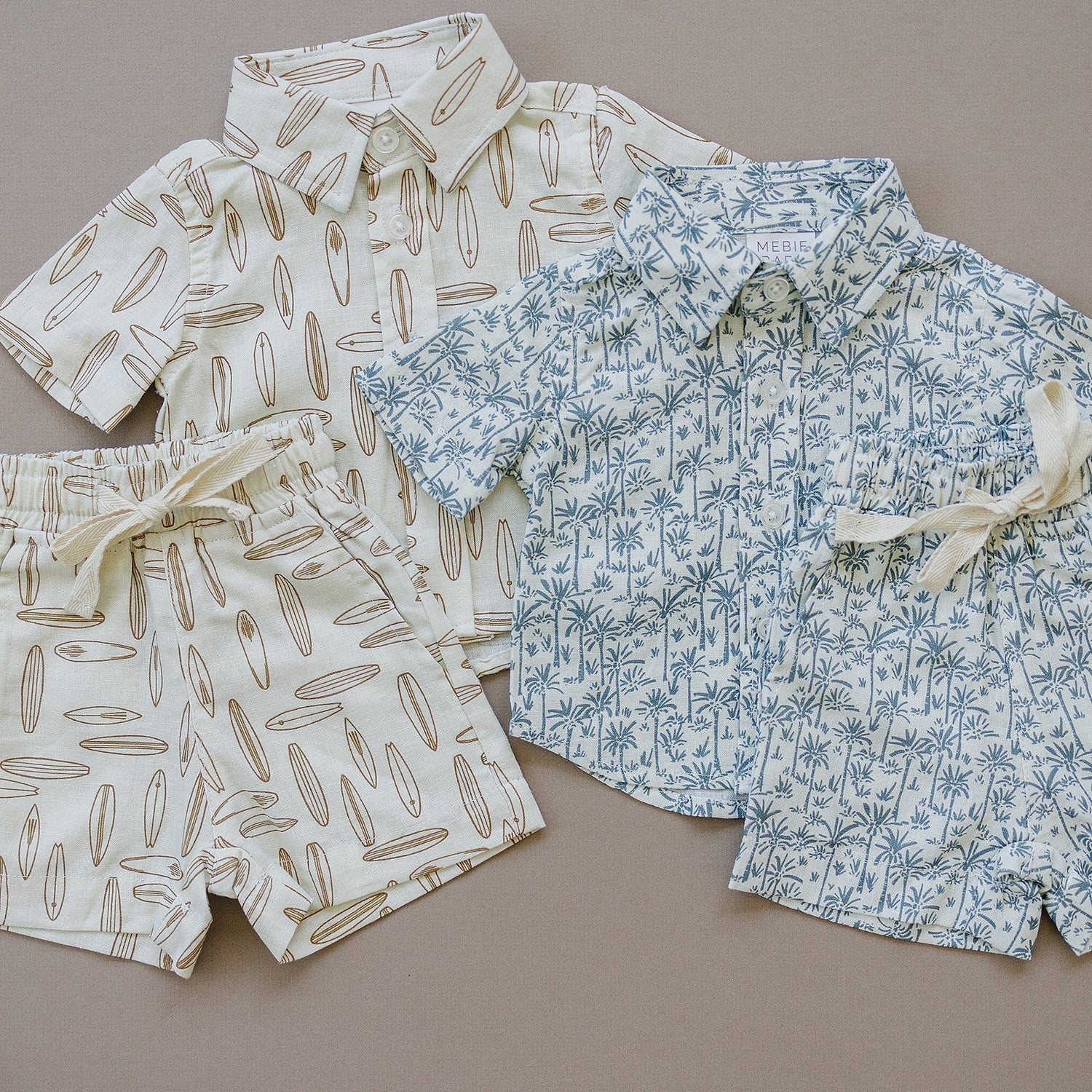 Palm Tree Linen Cotton Shorts - Tenth &amp; Pine - 0 - 3