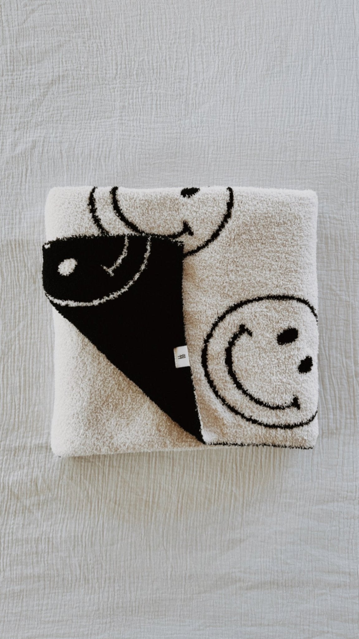 Plush Blanket | Just Smile Black &amp; White - Tenth &amp; Pine - Swaddling Blankets - Baby/Toddler 45x45 inches