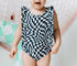 RUFFLE SWIMSUIT - Black Dizzy Check - Tenth & Pine - Ruffle Swimsuit - 6/12m - millie + roo
