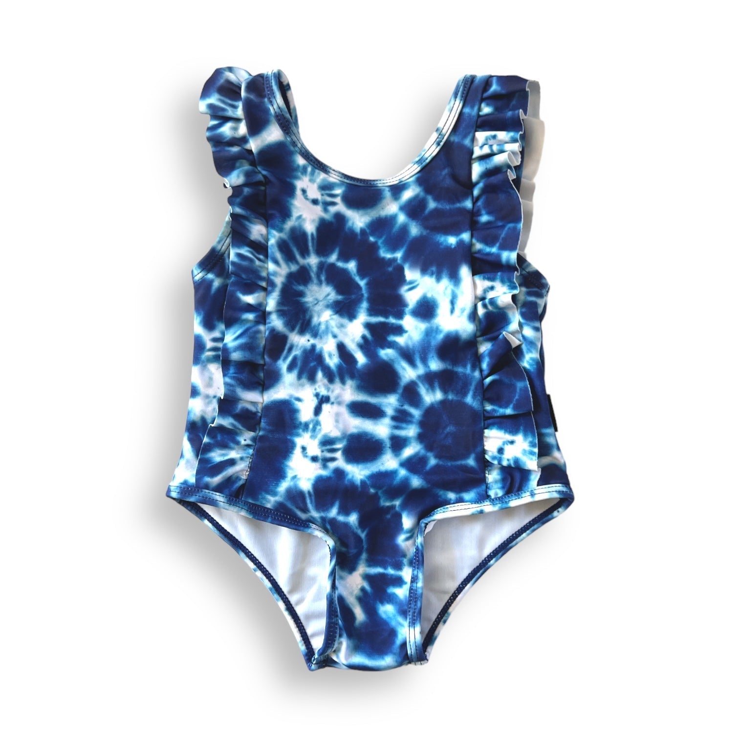 RUFFLE SWIMSUIT - Blue Tie Dye - Tenth &amp; Pine - Ruffle Swimsuit - 6/12m - millie + roo