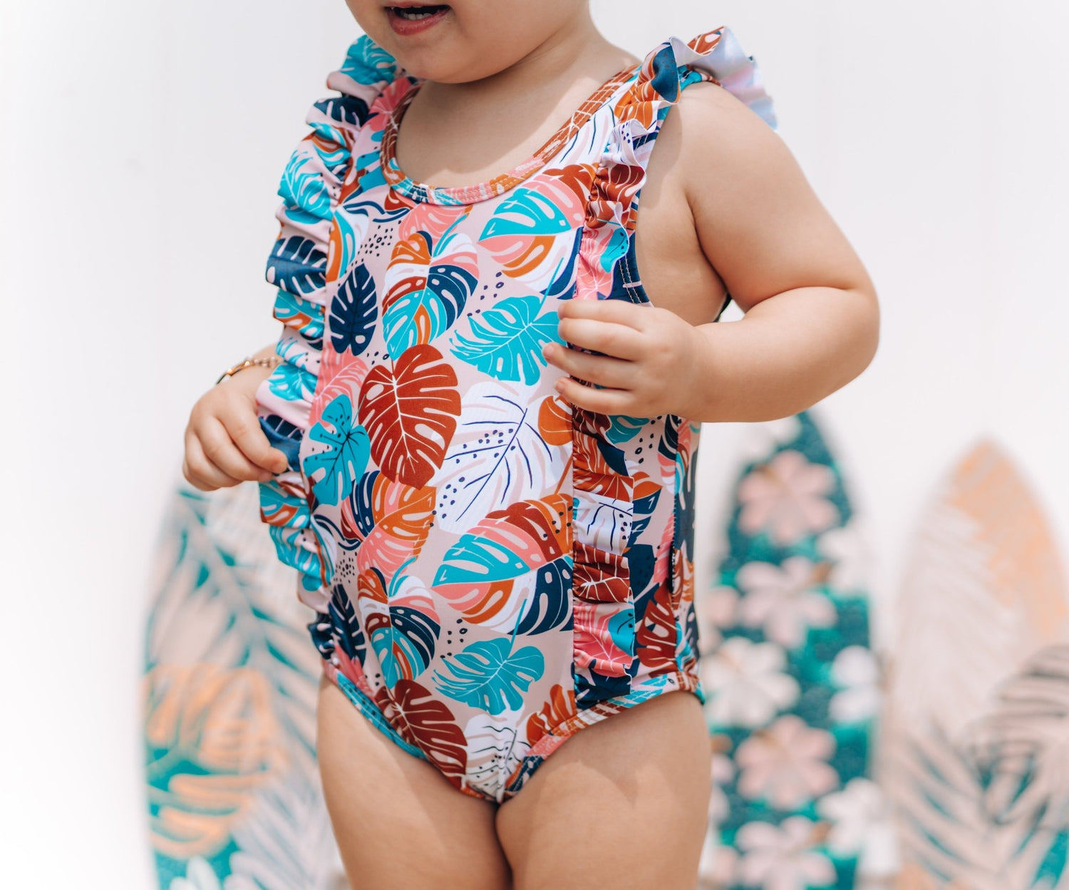 RUFFLE SWIMSUIT - Monstera - Tenth &amp; Pine - Ruffle Swimsuit - 6/12m - millie + roo