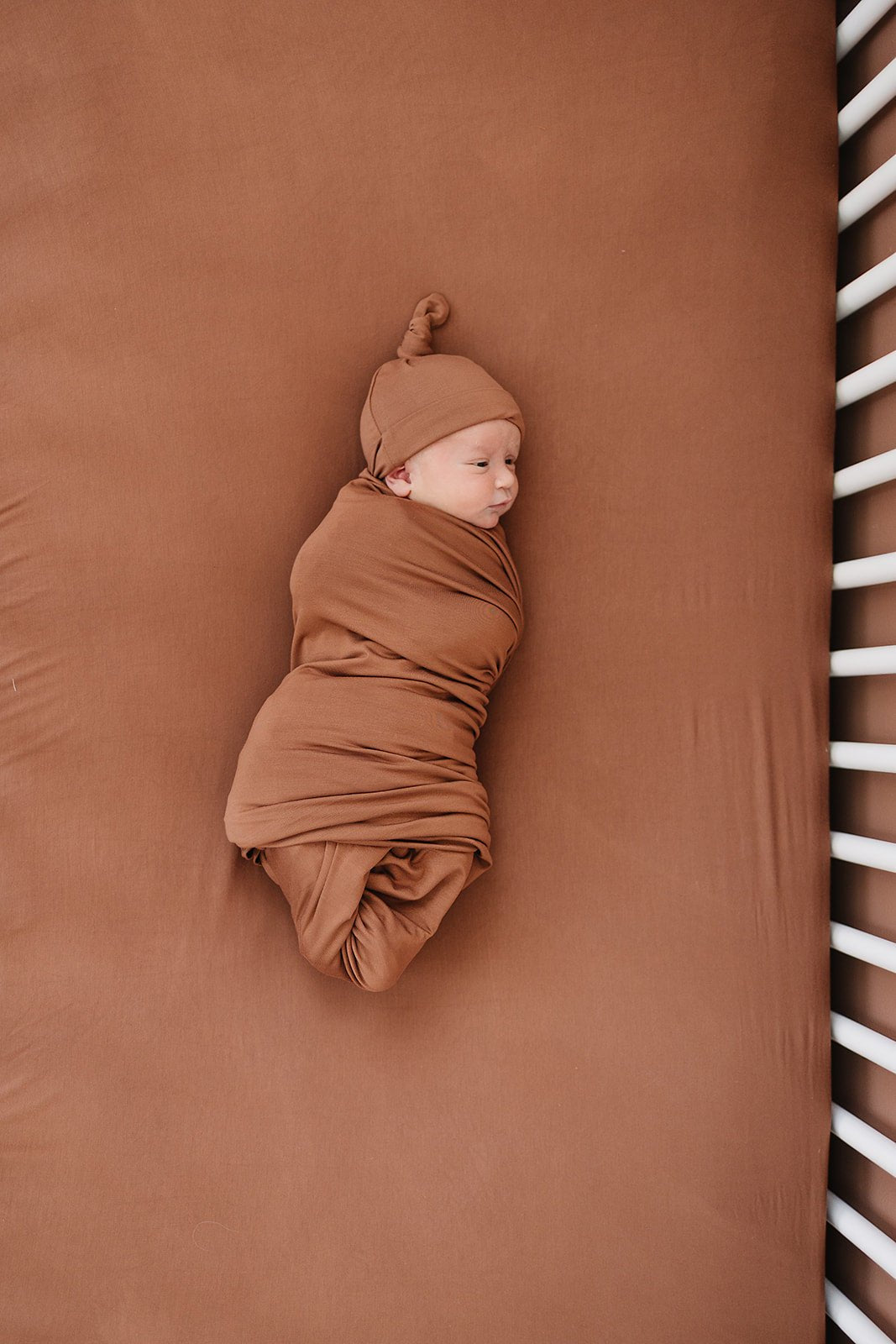 Rust Bamboo Stretch Crib Sheet - Tenth & Pine -