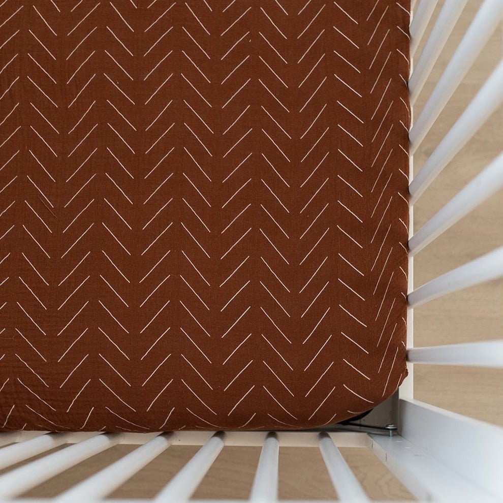 Rust Mudcloth Muslin Crib Sheet - Tenth & Pine -