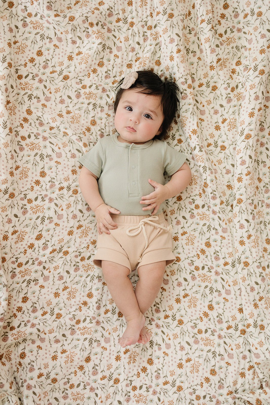 Sage Organic Cotton Ribbed Snap Bodysuit - Tenth &amp; Pine - NB - Mebie Baby