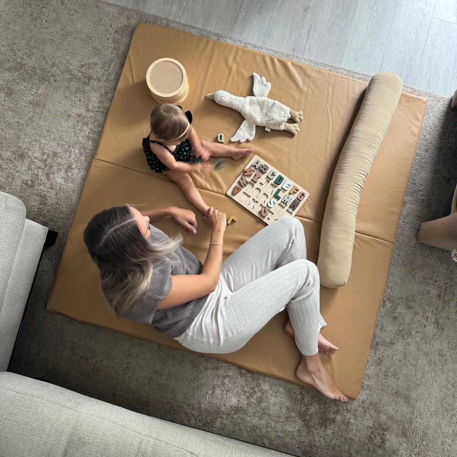 Sand Vegan Leather Mat - Tenth &amp; Pine - Vegan Leather Padded Mat - Mega