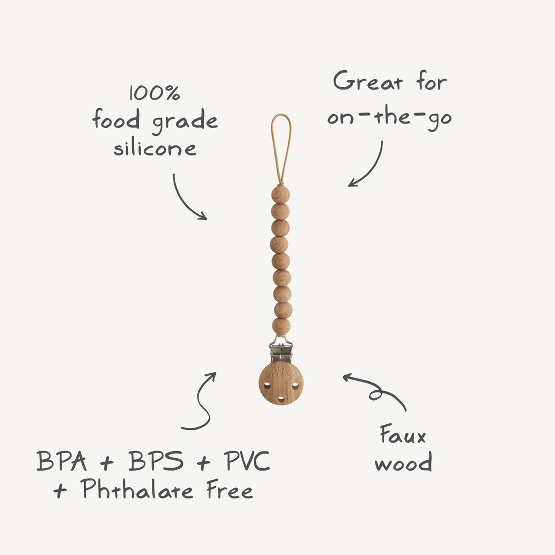 Silicone Pacifier Clip | Hera - Tenth & Pine - Pacifier Clip - Shifting Sands