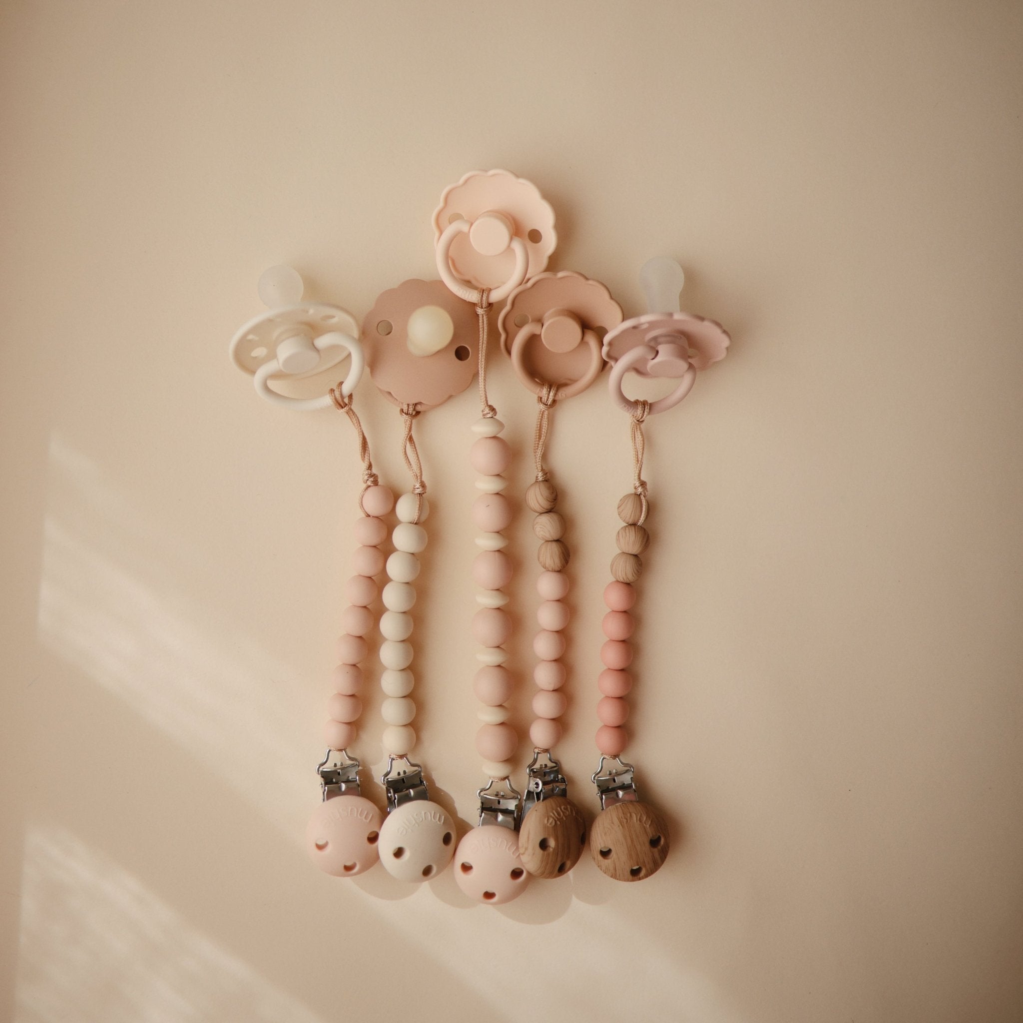 Silicone Pacifier Clip | Luna - Tenth &amp; Pine - Pacifier Clip - Faux Wood