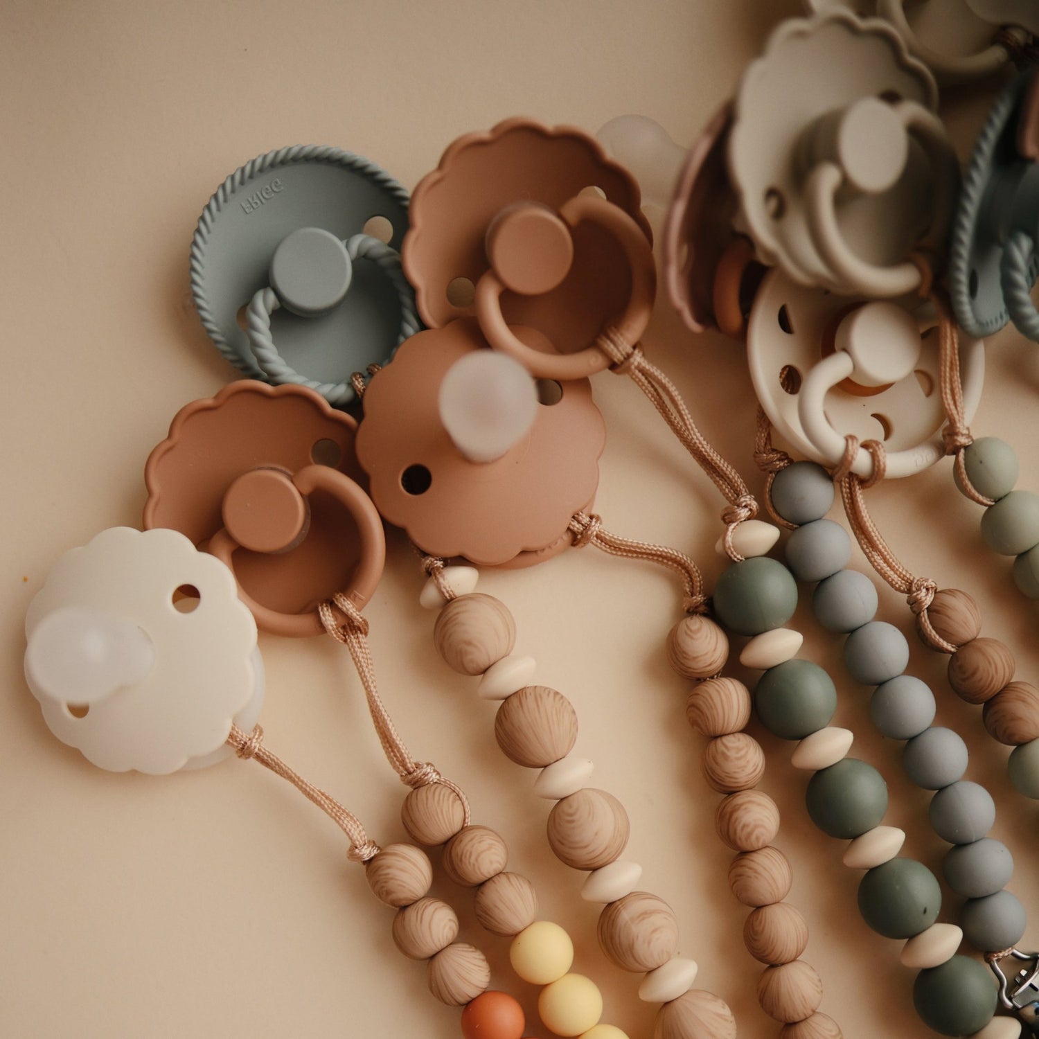 Silicone Pacifier Clip | Luna - Tenth &amp; Pine - Pacifier Clip - Faux Wood
