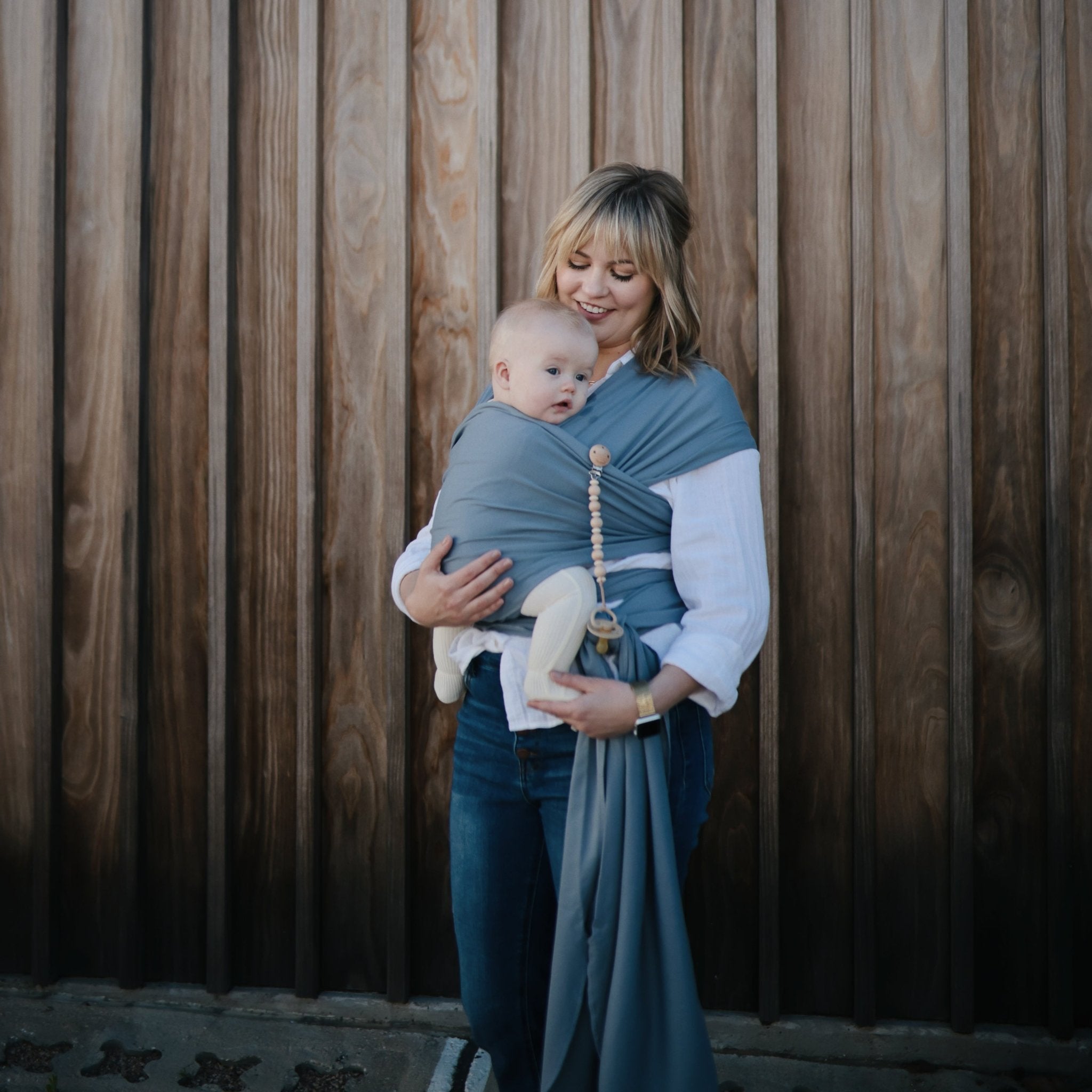 Silicone Pacifier Clip | Luna - Tenth &amp; Pine - Pacifier Clip - Faux Wood