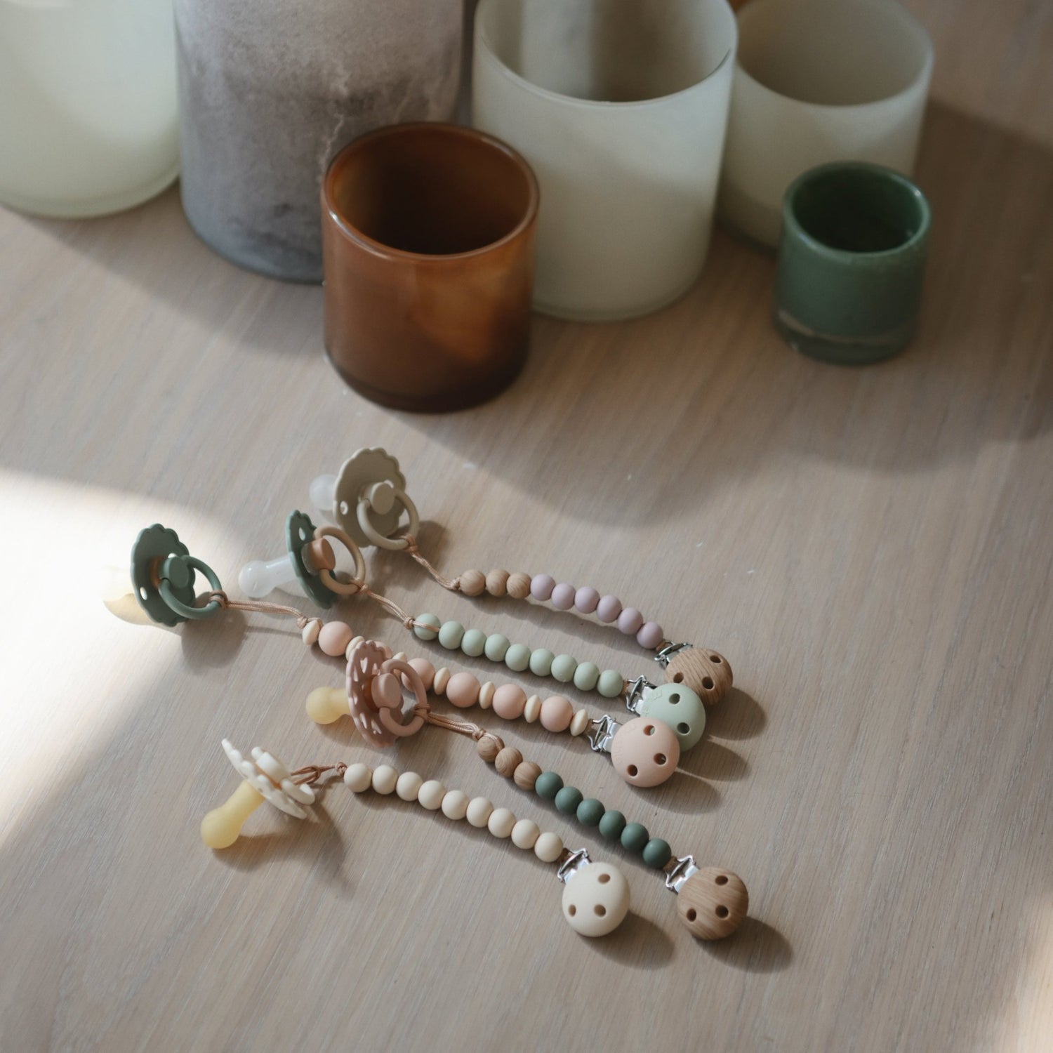 Silicone Pacifier Clip | Luna - Tenth &amp; Pine - Pacifier Clip - Faux Wood