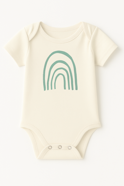 Rainbow Seafoam Organic Cotton Baby Bodysuit Short Sleeve