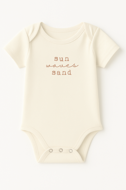 Sun Waves Sand Clay Organic Cotton Short Sleeve Baby Bodysuit