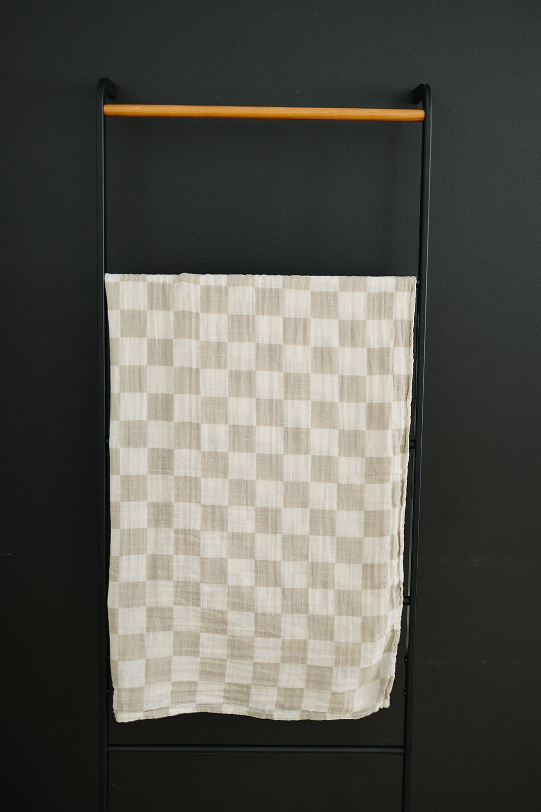 Taupe Checkered Muslin Swaddle Blanket - Tenth & Pine -