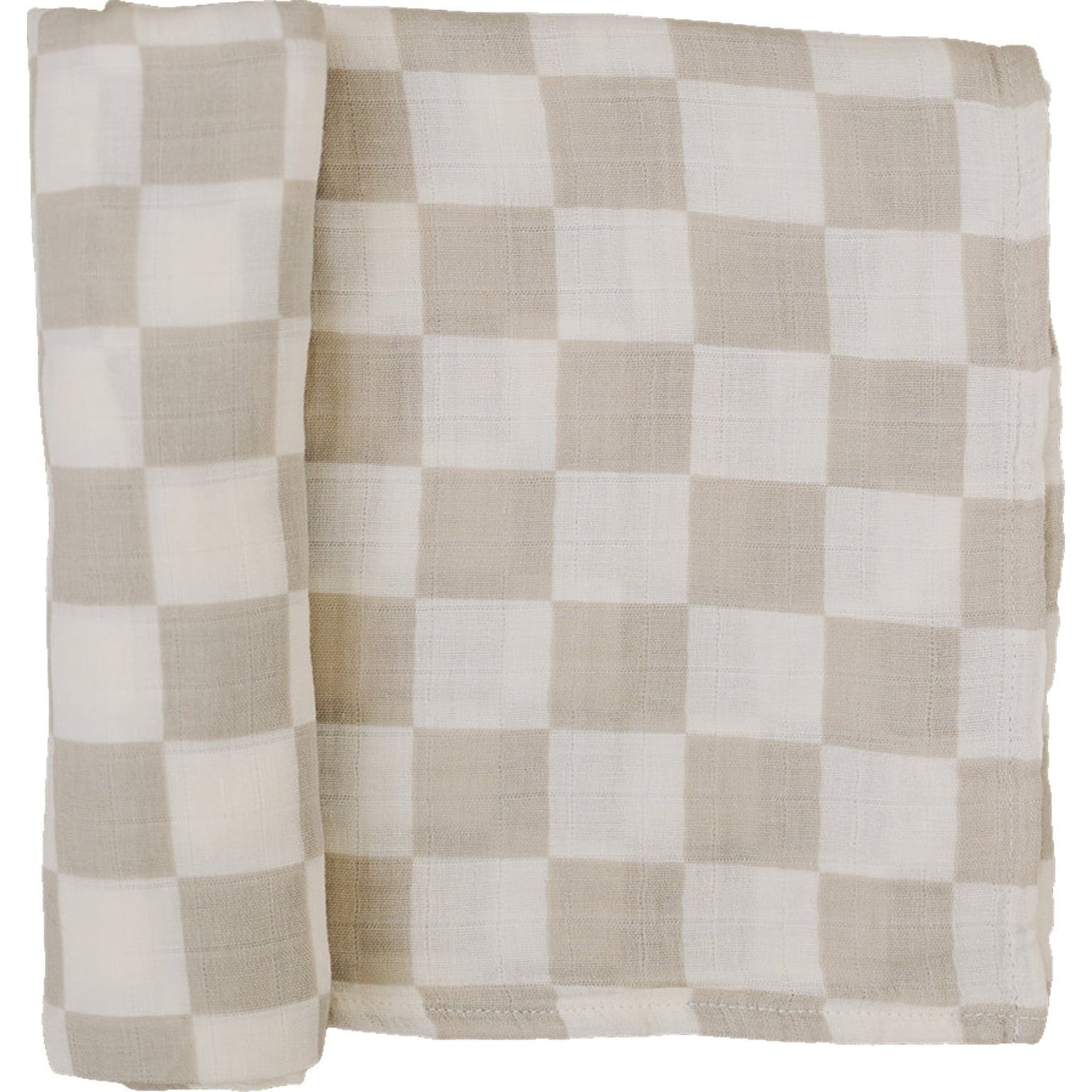 Taupe Checkered Muslin Swaddle Blanket - Tenth &amp; Pine - 