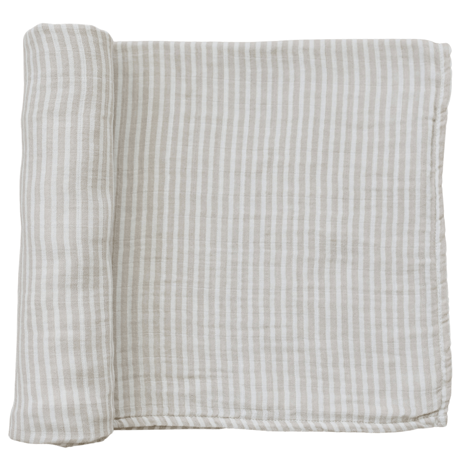 Taupe Stripe Muslin Swaddle Blanket - Tenth &amp; Pine - 