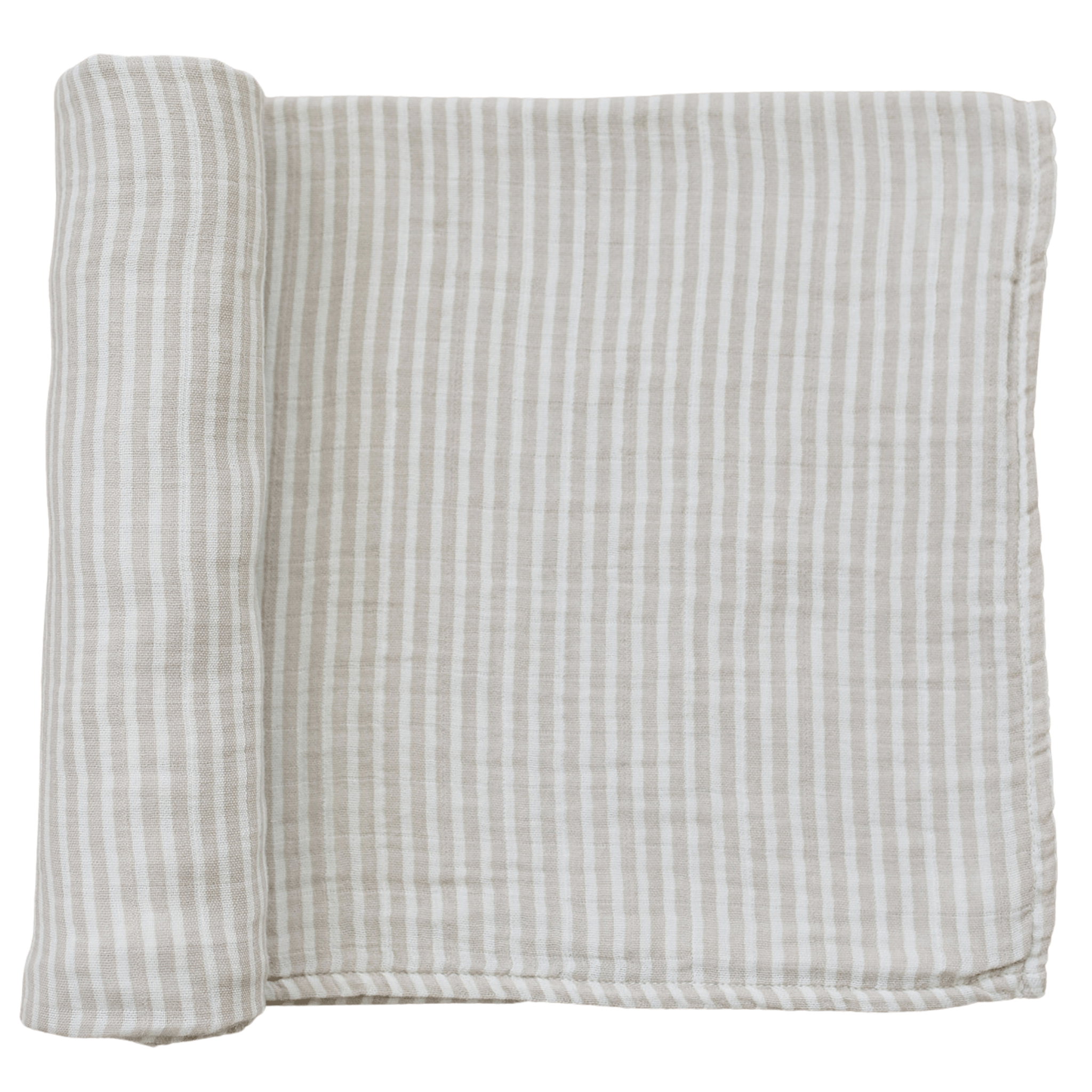 Taupe Stripe Muslin Swaddle Blanket - Tenth &amp; Pine - 