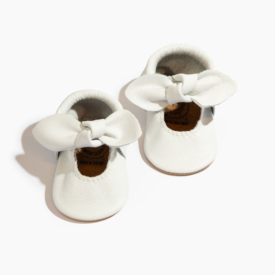 Toasted Bright White Knotted Bow Baby Shoe - Tenth & Pine - Knotted Bow Mocc - Soft Sole - 1