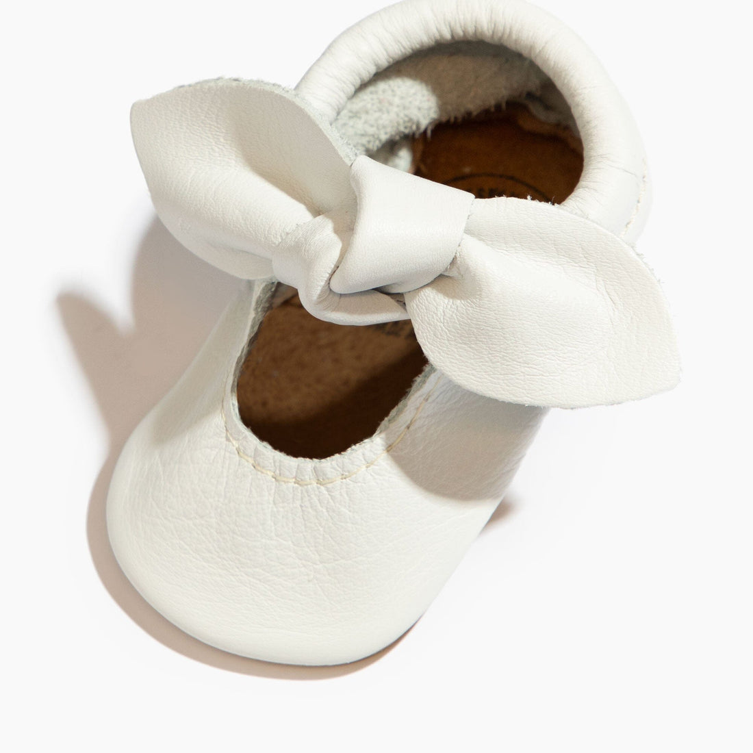 Toasted Bright White Knotted Bow Baby Shoe - Tenth & Pine - Knotted Bow Mocc - Soft Sole - 1