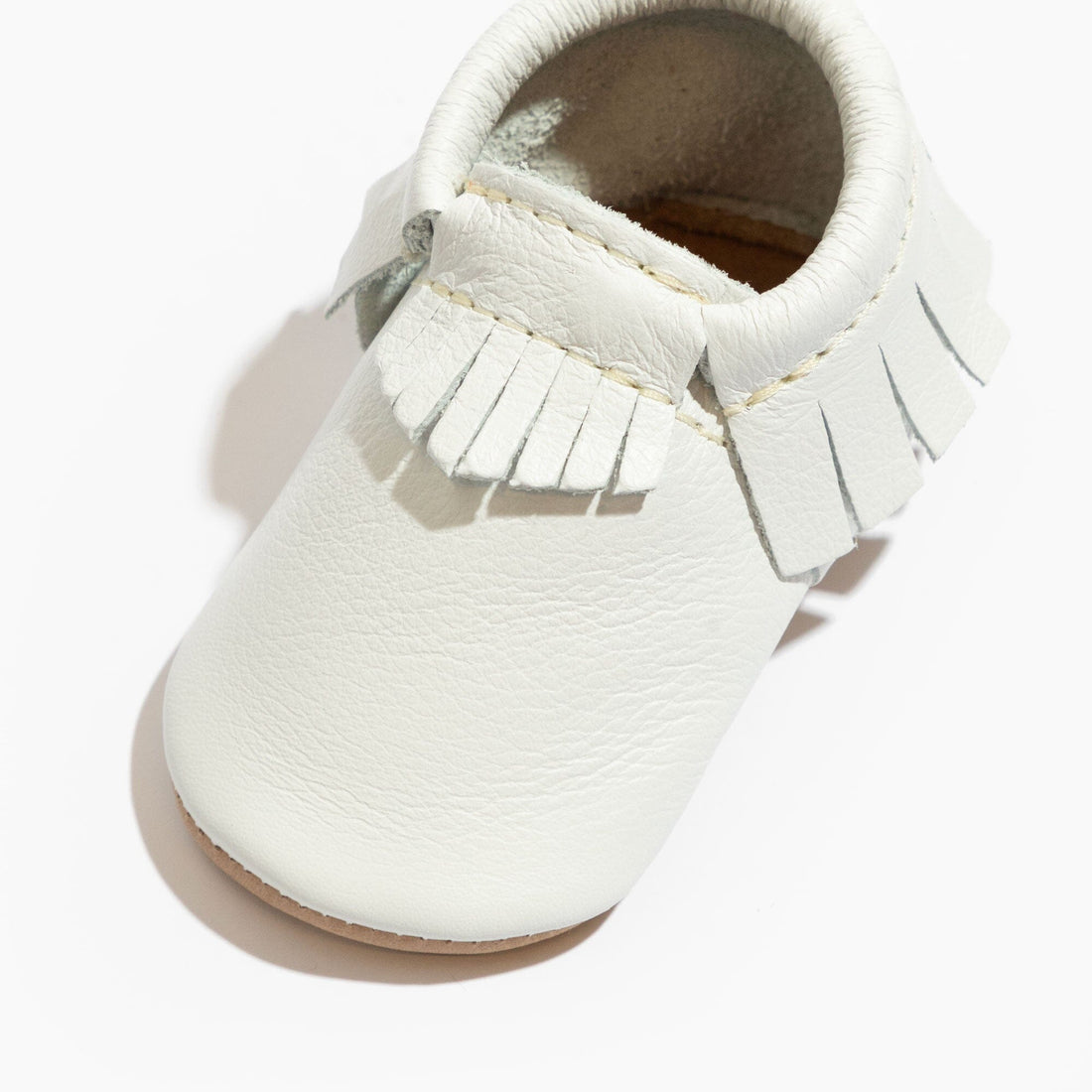 Toasted Bright White Moccasin Baby Shoe - Tenth & Pine - Moccasin - Soft Sole - 1