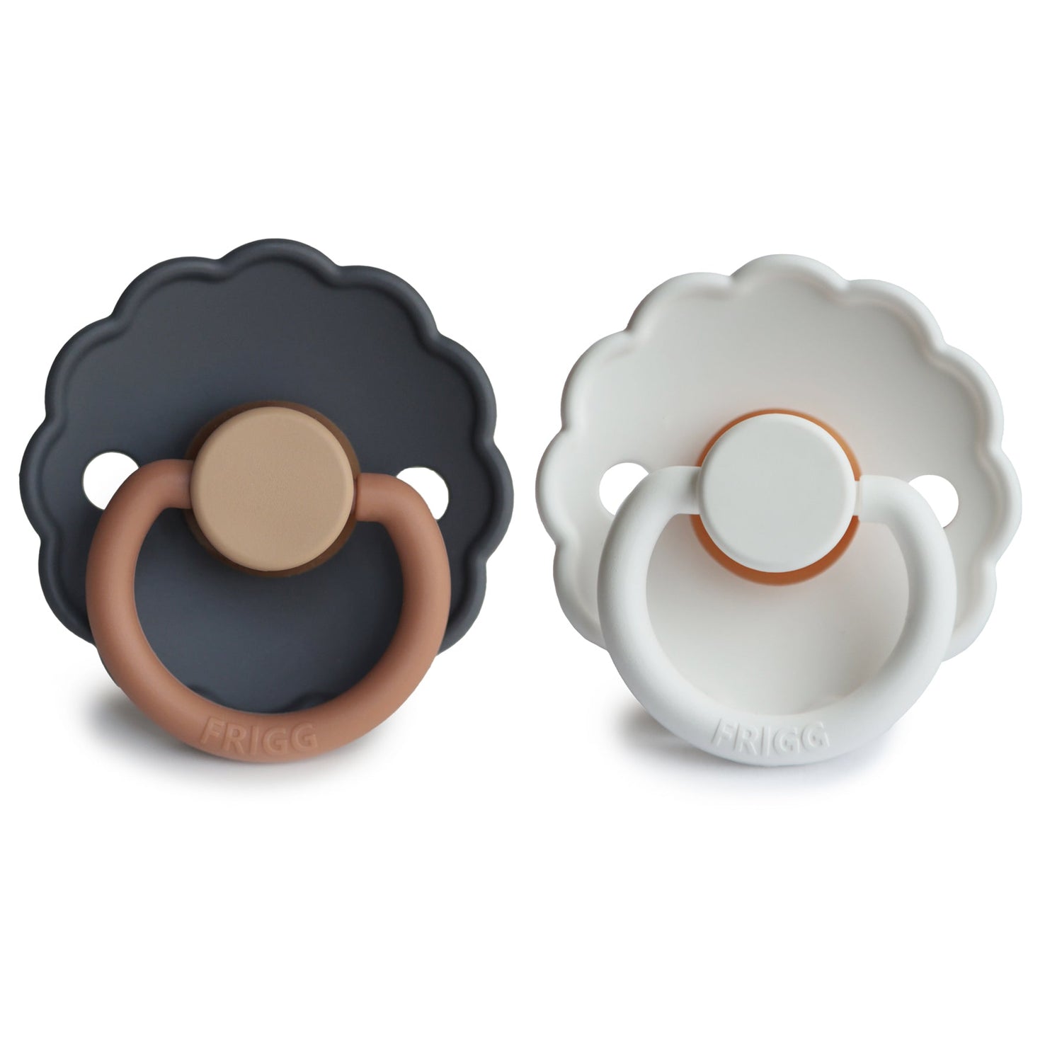 FRIGG Daisy Natural Rubber Pacifier 2 - Pack - Tenth &amp; Pine - FRIGG PACIFIERS - 6 - 18 months - Pink Cream/Poppy