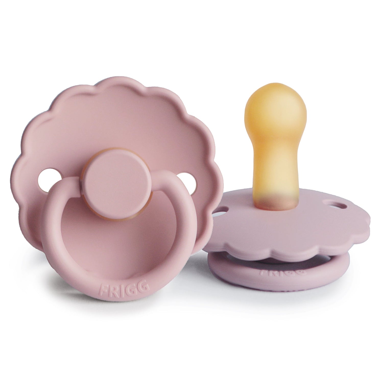 FRIGG Daisy Natural Rubber Pacifier 2 - Pack - Tenth &amp; Pine - FRIGG PACIFIERS - 6 - 18 months - Baby Pink/Soft Lilac