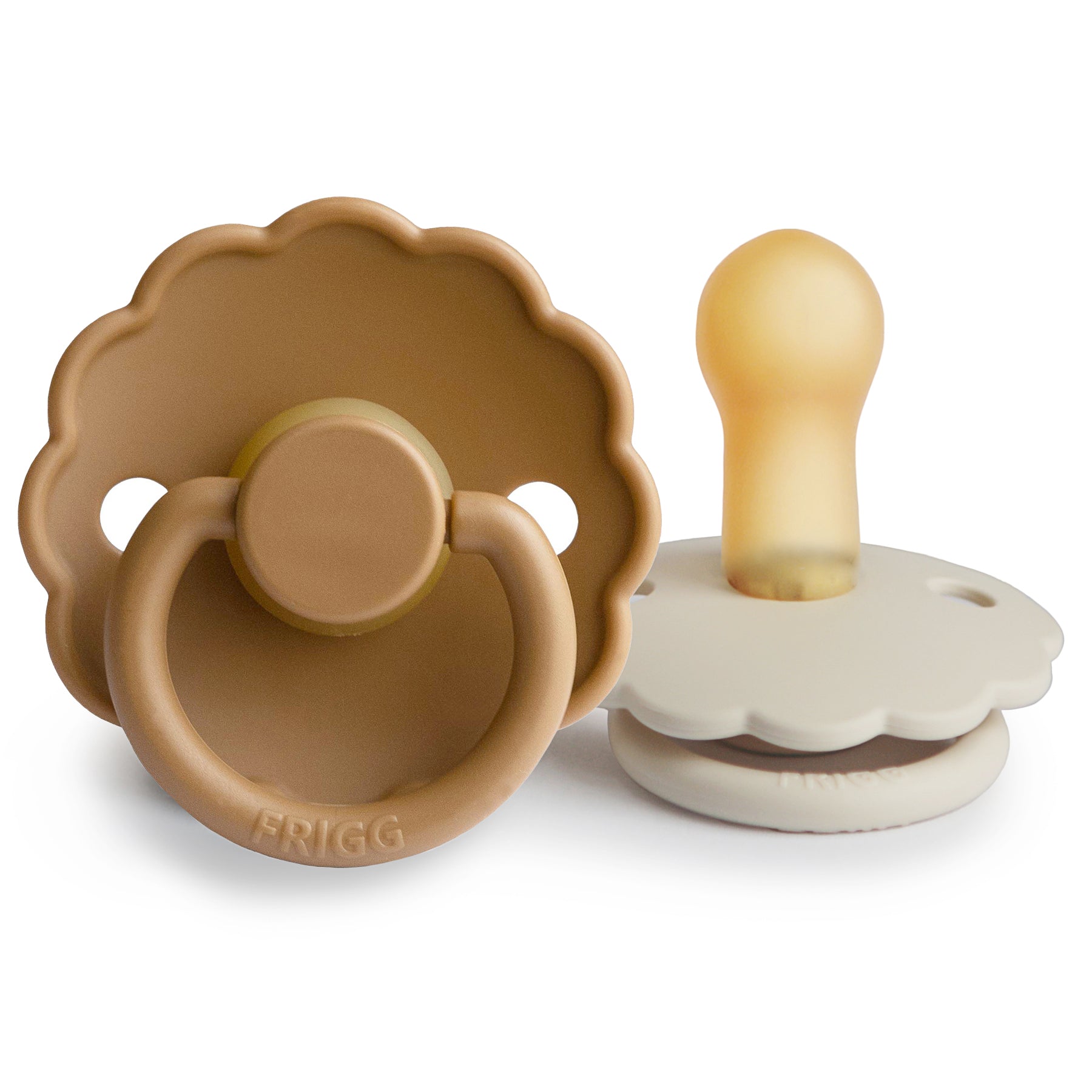 FRIGG Daisy Natural Rubber Pacifier 2 - Pack - Tenth &amp; Pine - FRIGG PACIFIERS - 6 - 18 months - Cappuccino/Cream