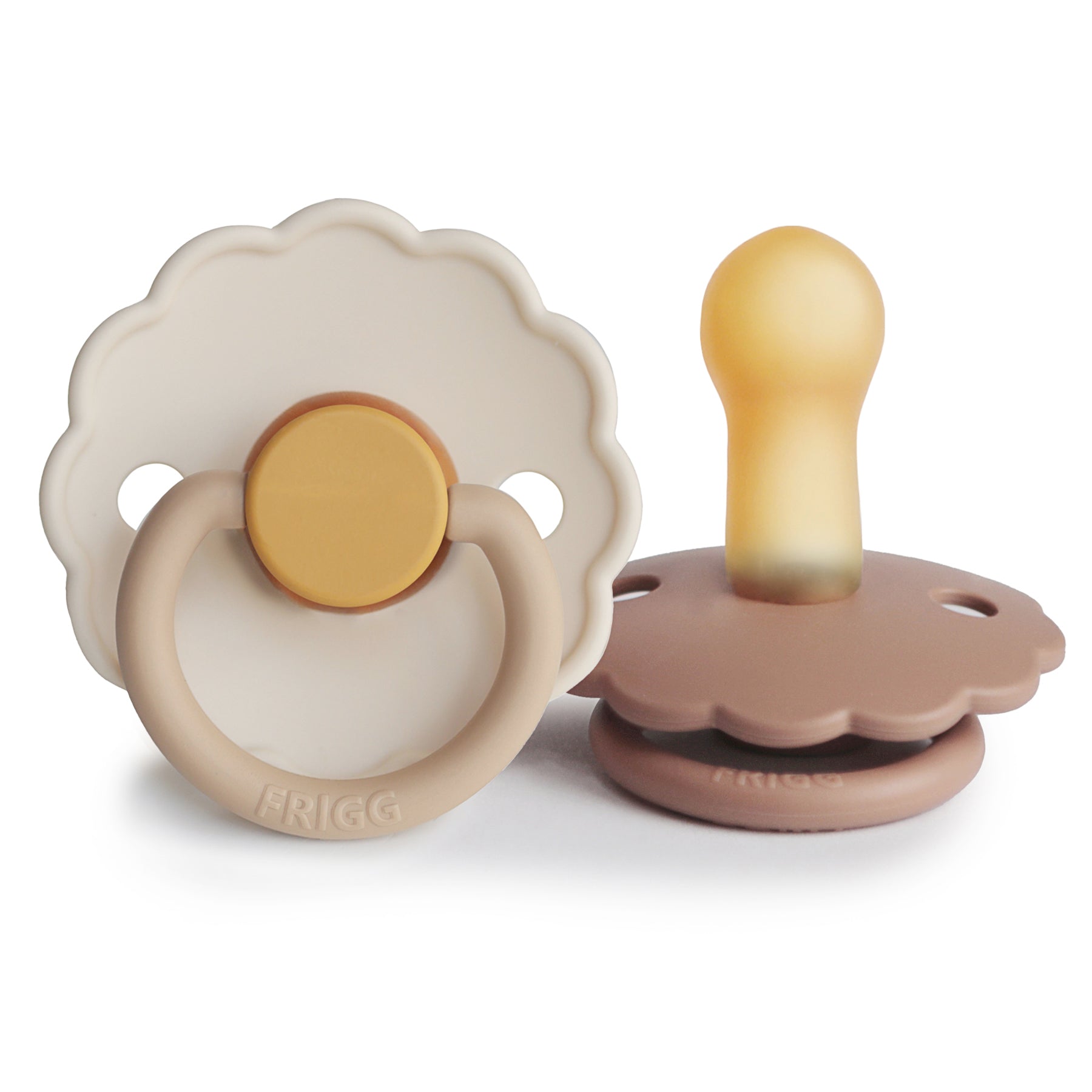 FRIGG Daisy Natural Rubber Pacifier 2 - Pack - Tenth &amp; Pine - FRIGG PACIFIERS - 6 - 18 months - Chamomile/Peach Bronze