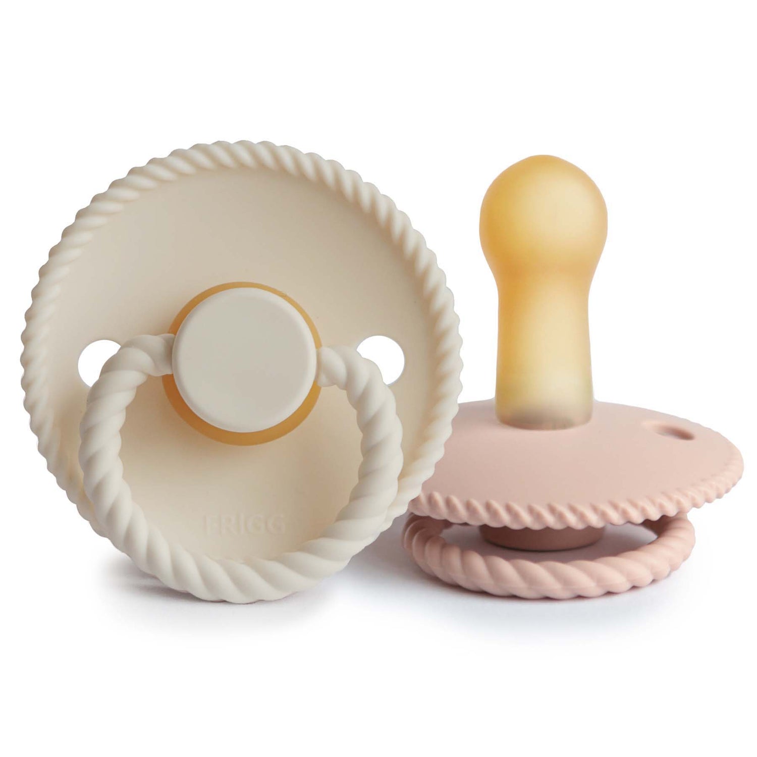 FRIGG Rope Natural Rubber Pacifier 2 - Pack - Tenth &amp; Pine - FRIGG PACIFIERS - 6 - 18 months - Blush/Cream
