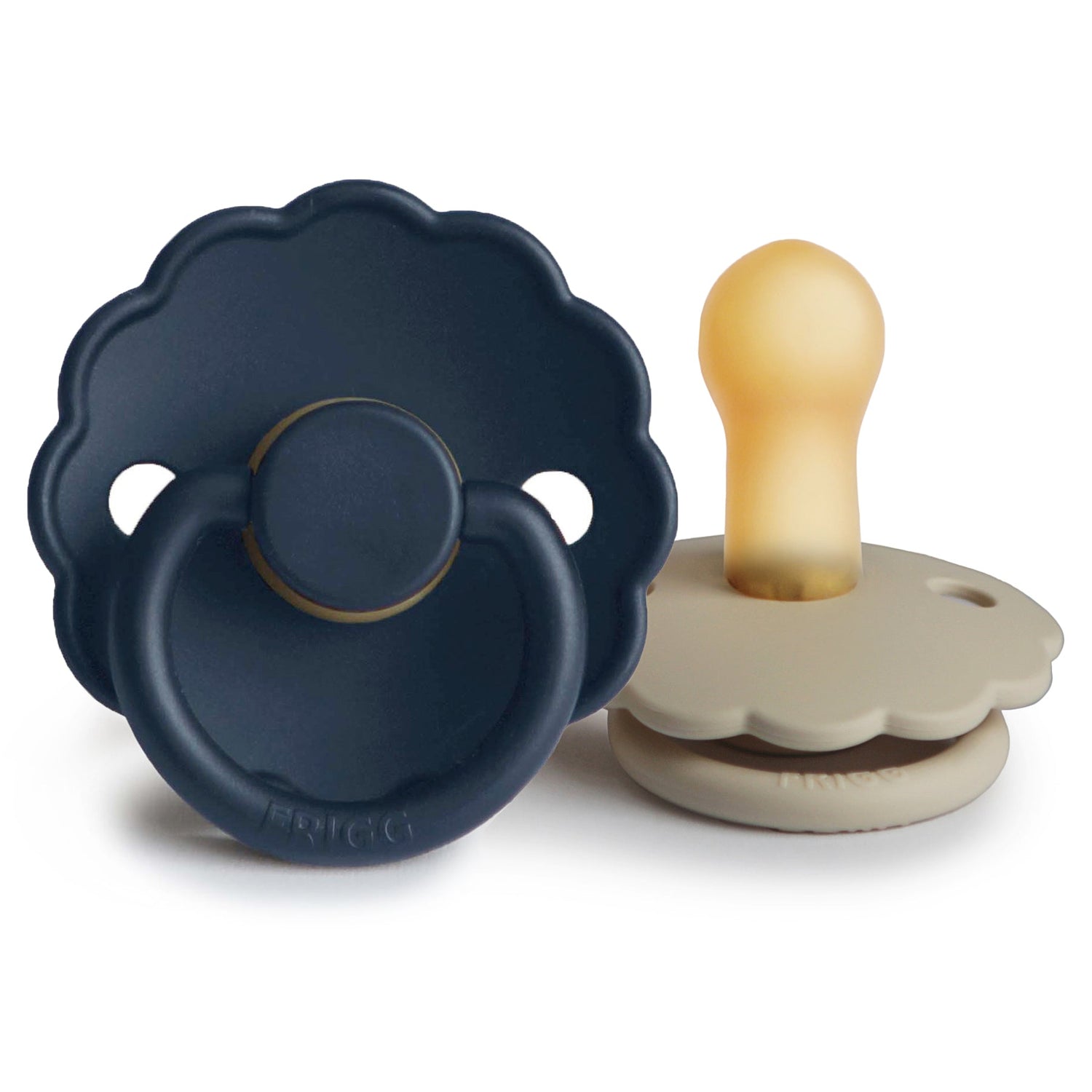FRIGG Daisy Natural Rubber Pacifier 2 - Pack - Tenth &amp; Pine - FRIGG PACIFIERS - 6 - 18 months - Dark Navy/Sandstone
