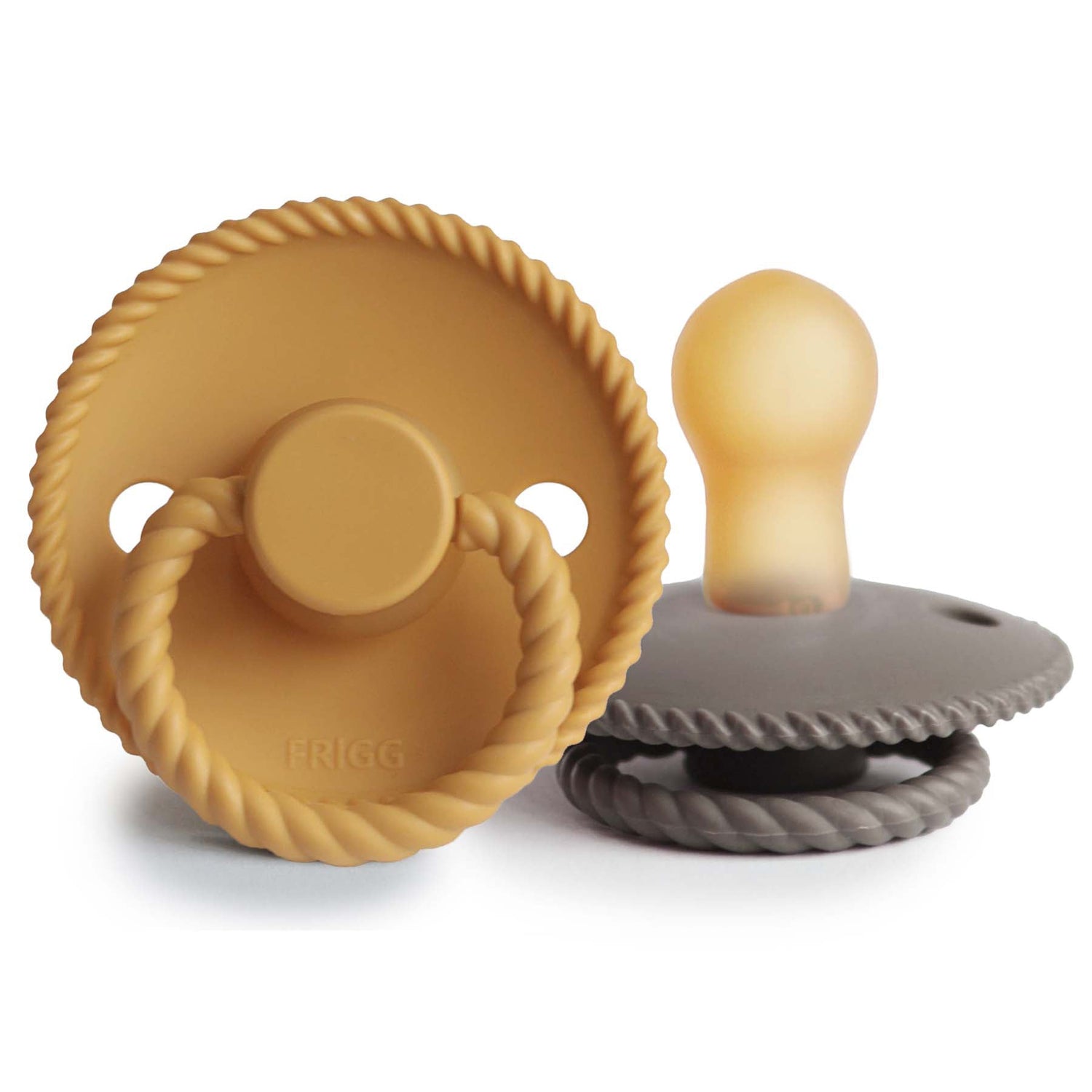 FRIGG Rope Natural Rubber Pacifier 2 - Pack - Tenth &amp; Pine - FRIGG PACIFIERS - 0 - 6 months - Honey Gold/Portobello