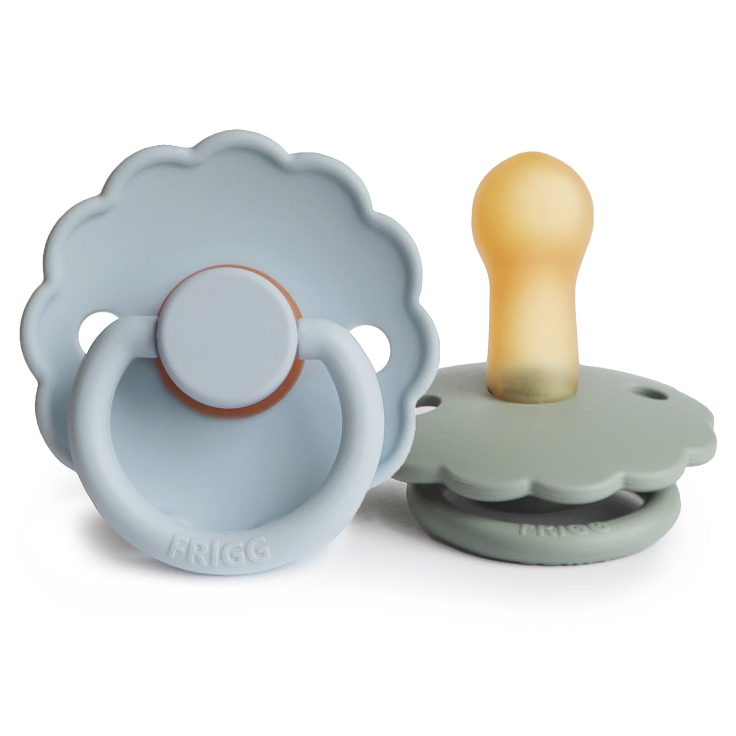 FRIGG Daisy Natural Rubber Pacifier 2 - Pack - Tenth &amp; Pine - FRIGG PACIFIERS - 6 - 18 months - Powder Blue/Sage