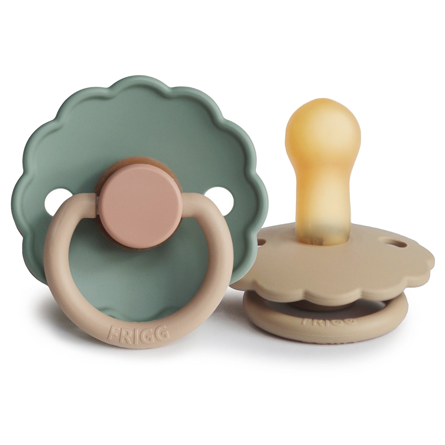 FRIGG Daisy Natural Rubber Pacifier 2 - Pack - Tenth &amp; Pine - FRIGG PACIFIERS - 6 - 18 months - Willow/Croissant