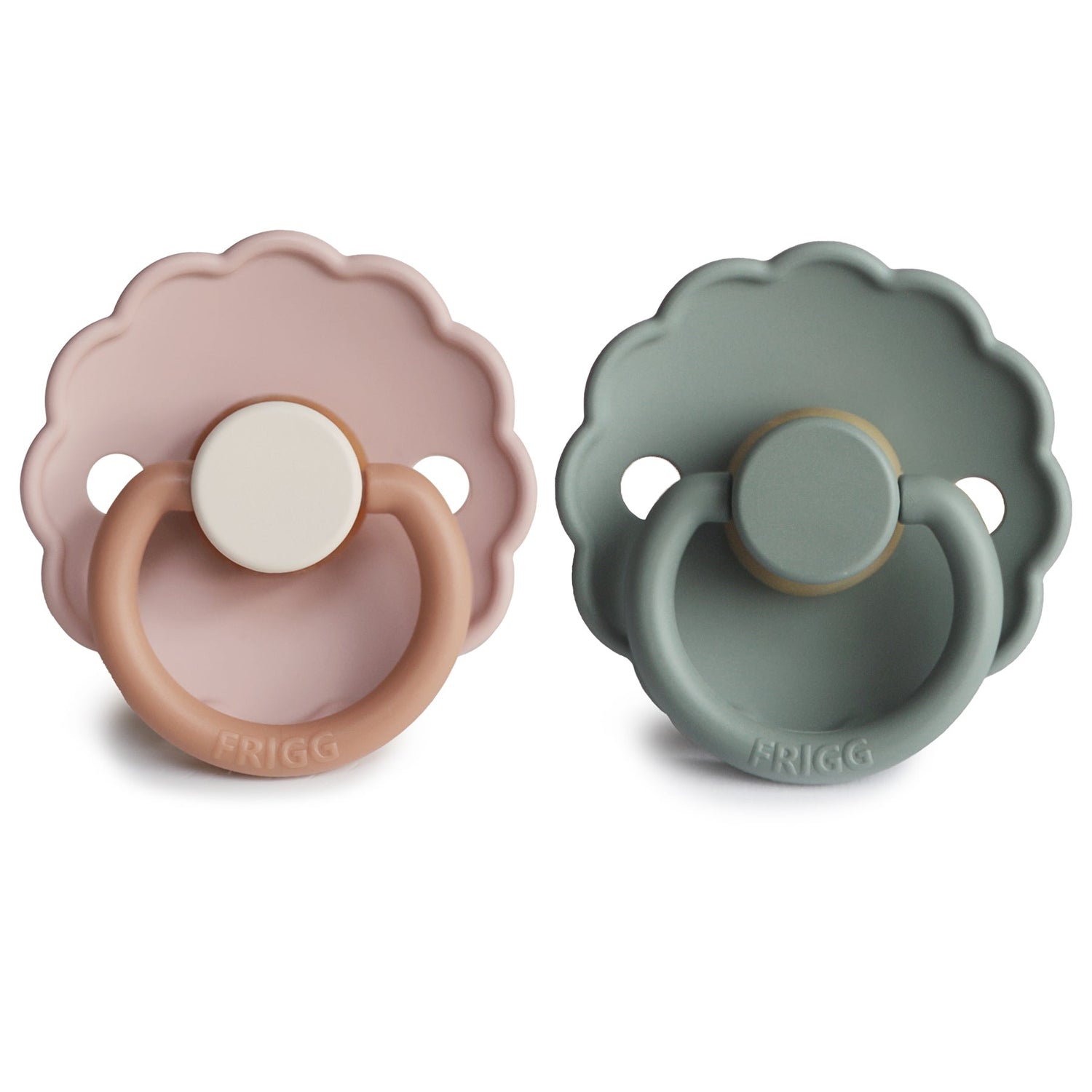 FRIGG Daisy Natural Rubber Pacifier 2 - Pack - Tenth &amp; Pine - FRIGG PACIFIERS - 6 - 18 months - Pink Cream/Poppy