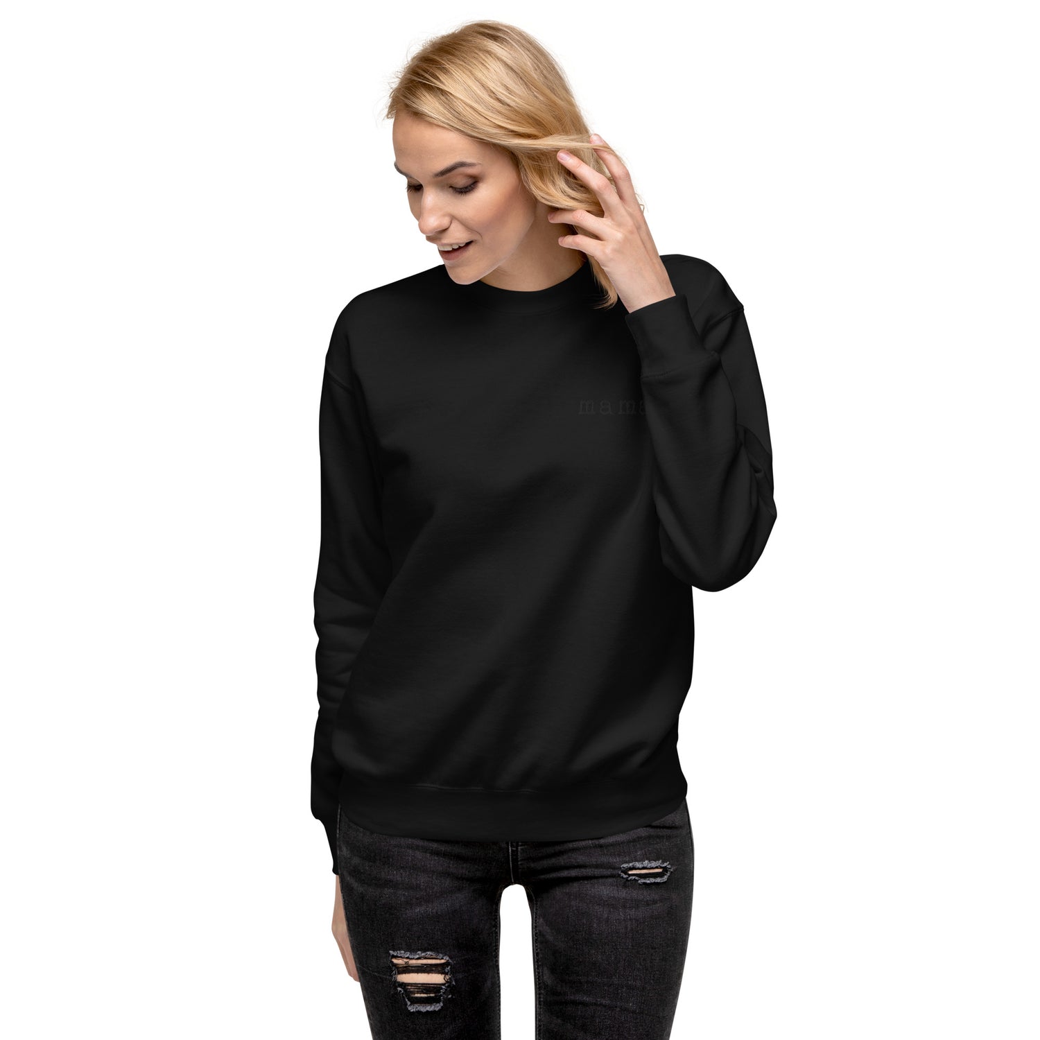 Mama. Embroidered | Premium Adult Sweatshirt - Tenth &amp; Pine - S - Black