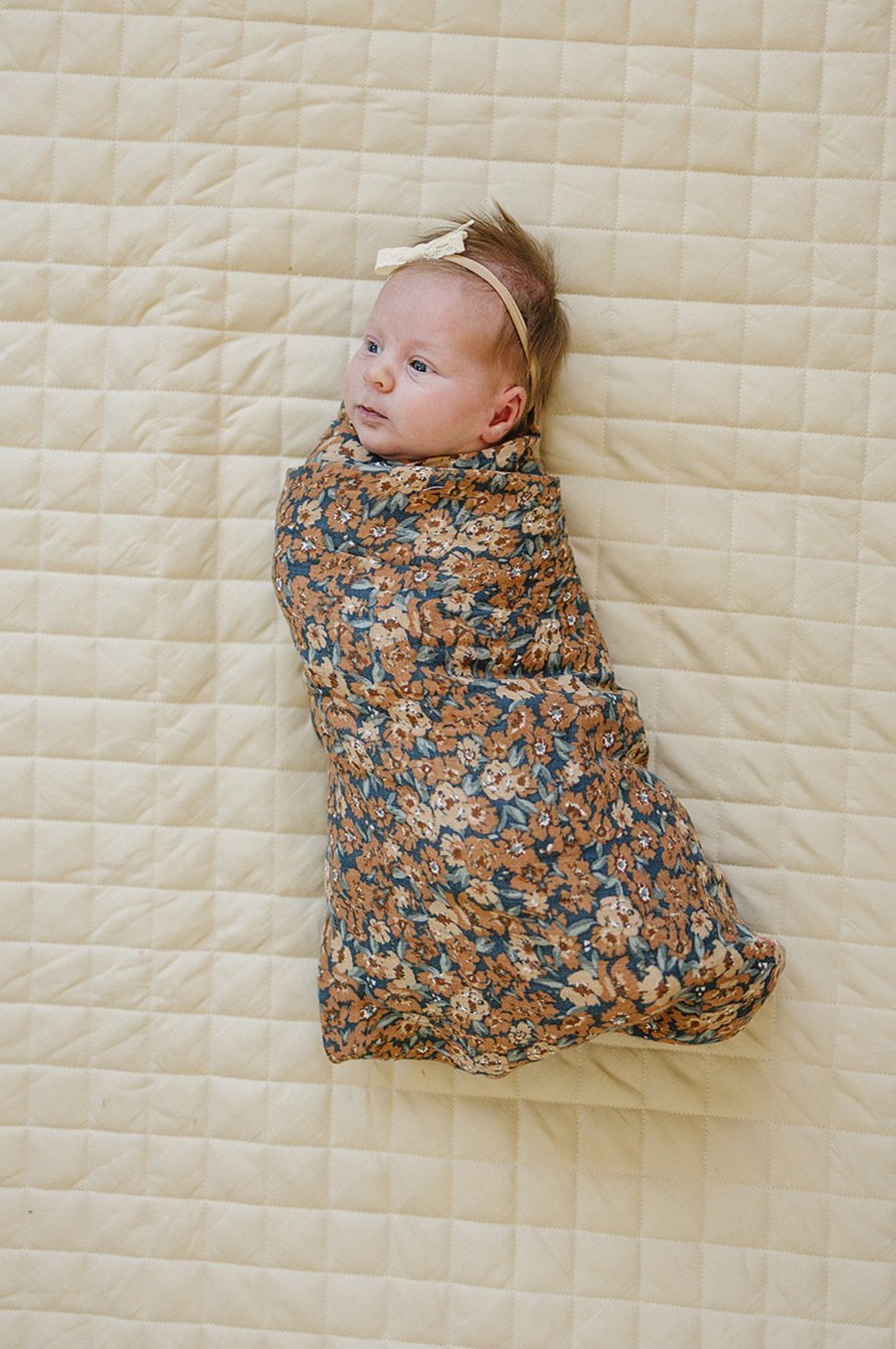 Venetian Floral Muslin Swaddle Blanket - Tenth &amp; Pine - 