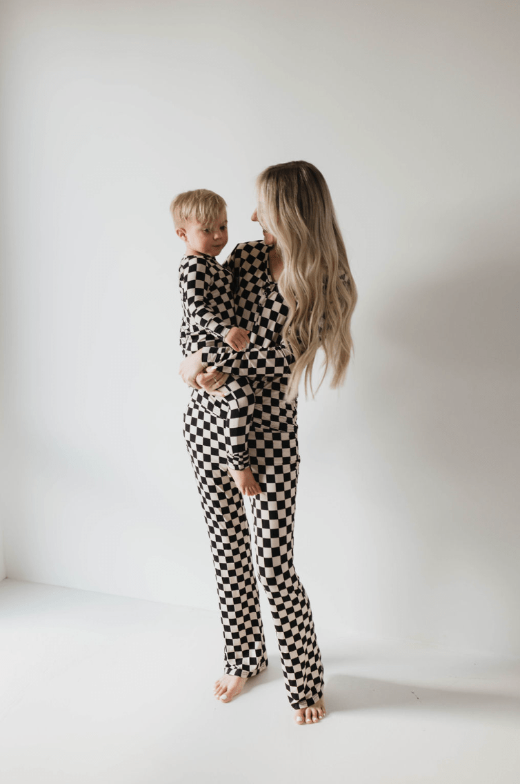 Women's Bamboo Pajamas | Black Checkerboard - Tenth & Pine - X - Small