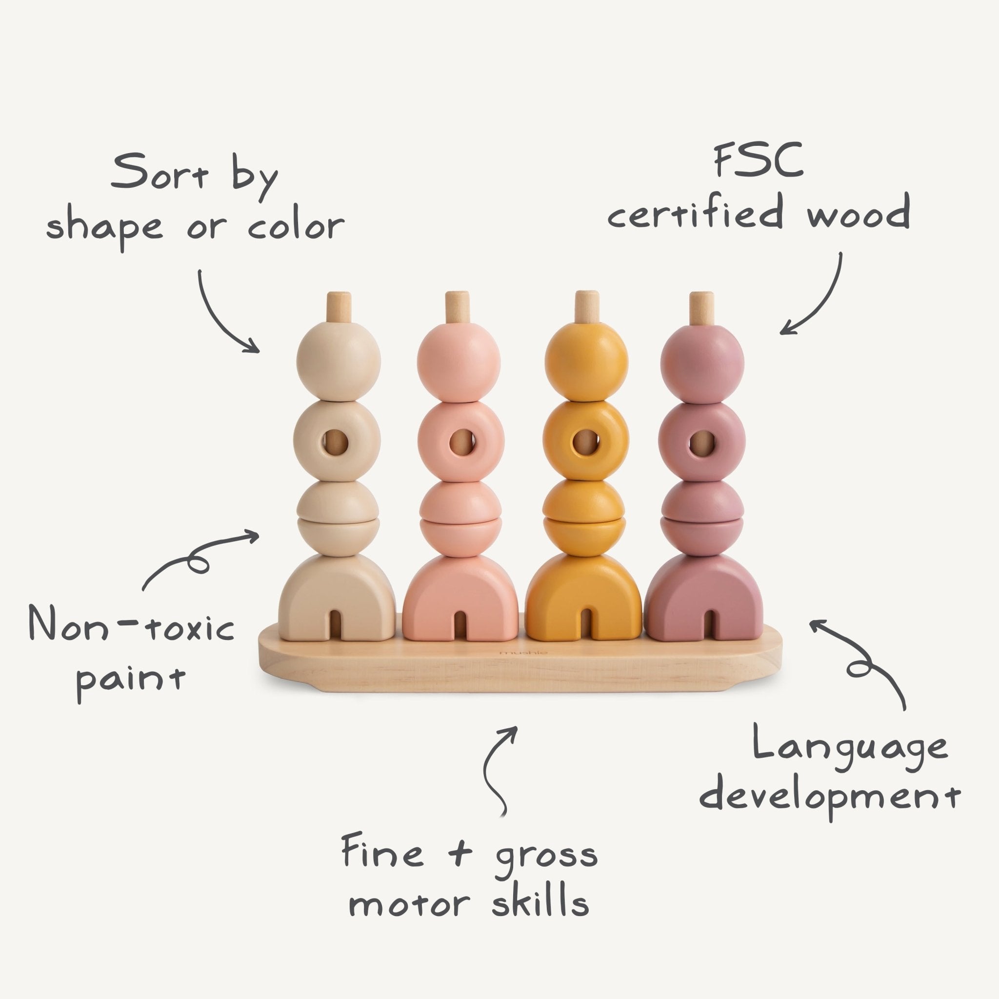 Wooden Multi Shape Stacker - Tenth &amp; Pine - Wooden Multi Shape Stacker - Sunrise
